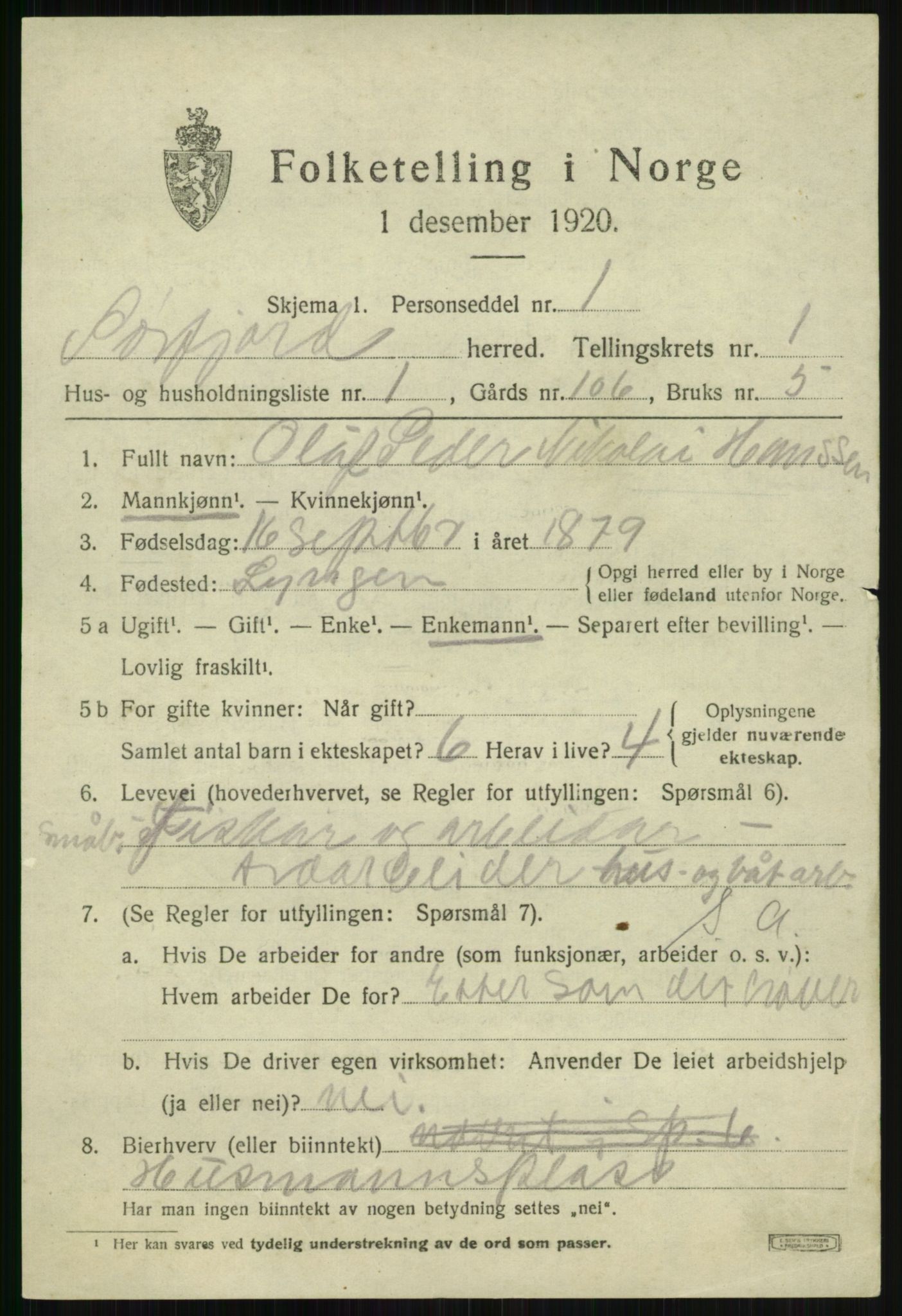 SATØ, 1920 census for Sørfjord, 1920, p. 462