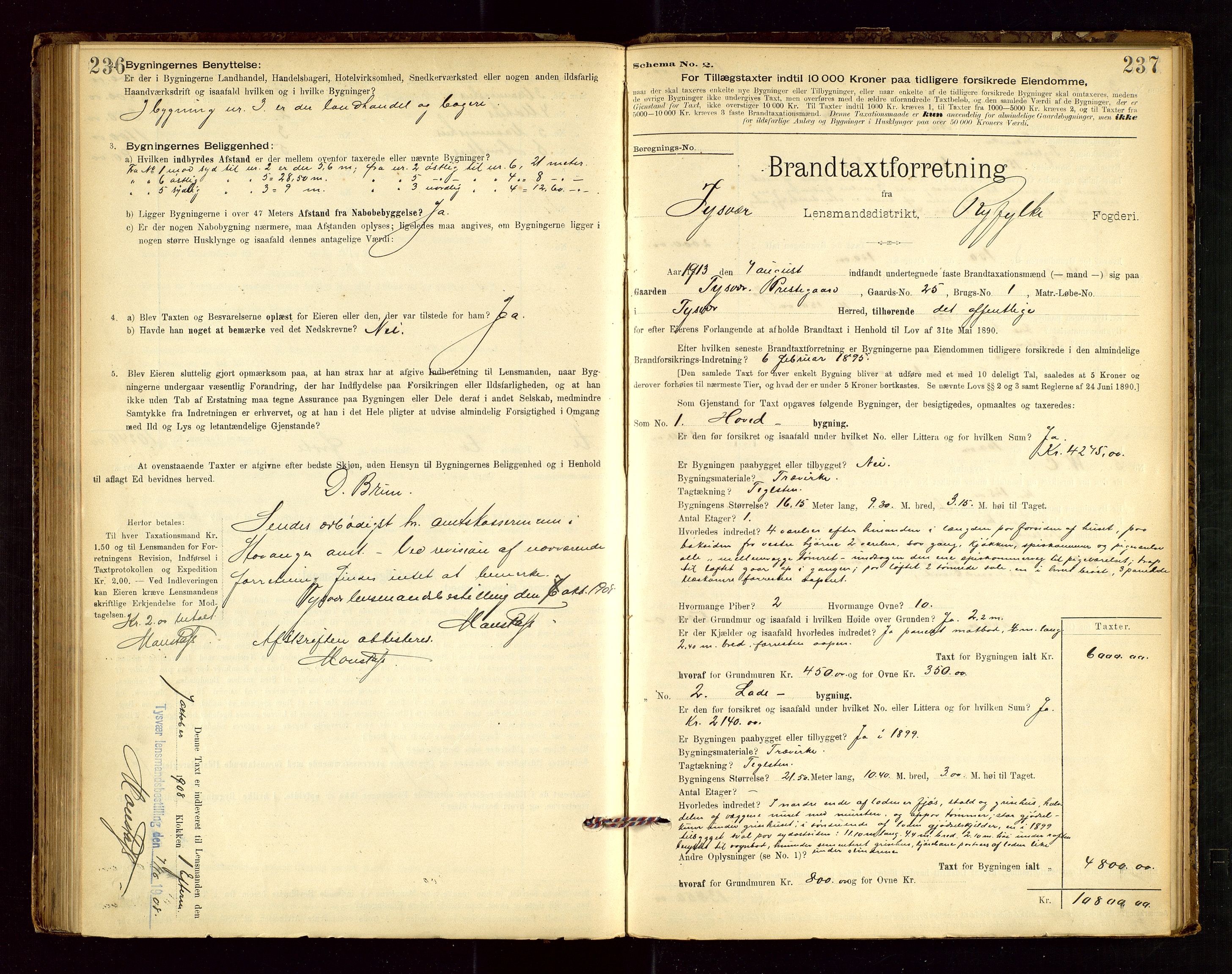 Tysvær lensmannskontor, AV/SAST-A-100192/Gob/L0001: "Brandtaxationsprotokol for Tysvær Lensmandsdistrikt Ryfylke Fogderi", 1894-1916, p. 236-237