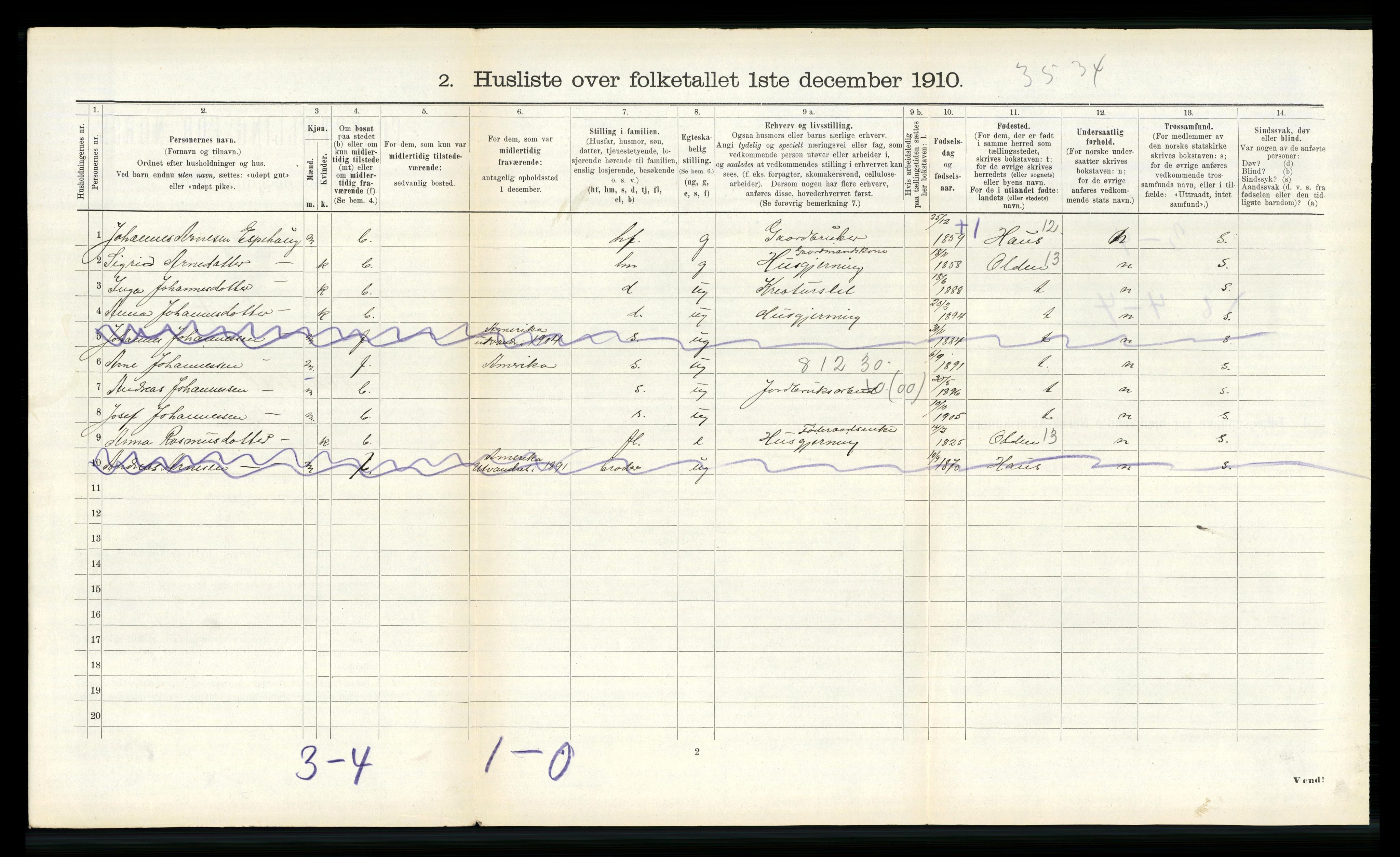 RA, 1910 census for Naustdal, 1910, p. 816