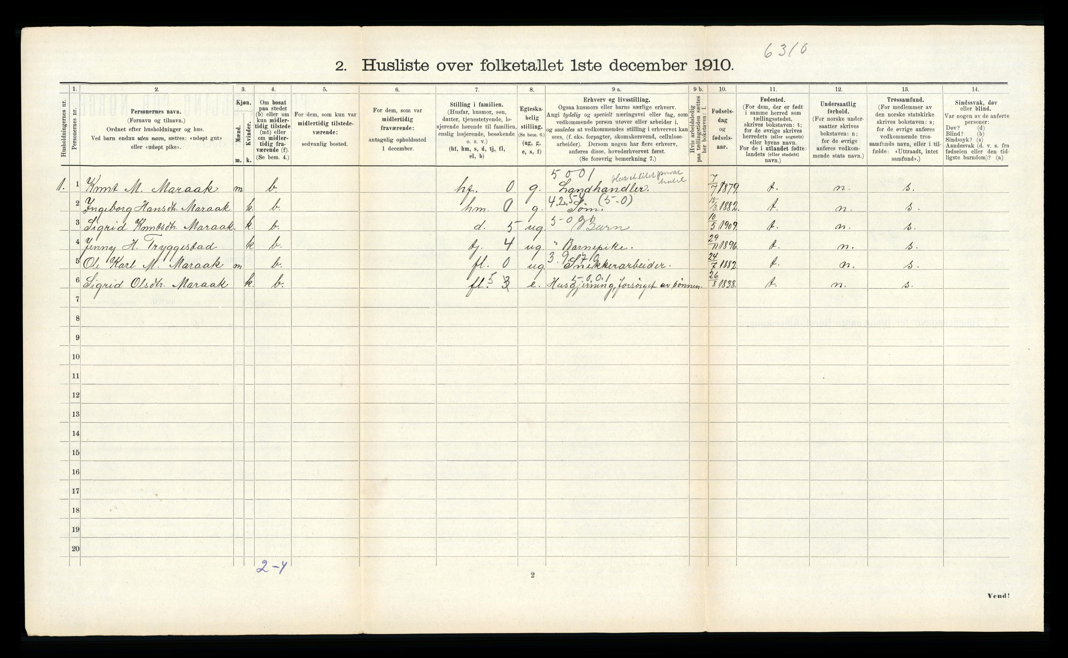 RA, 1910 census for Sunnylven, 1910, p. 447