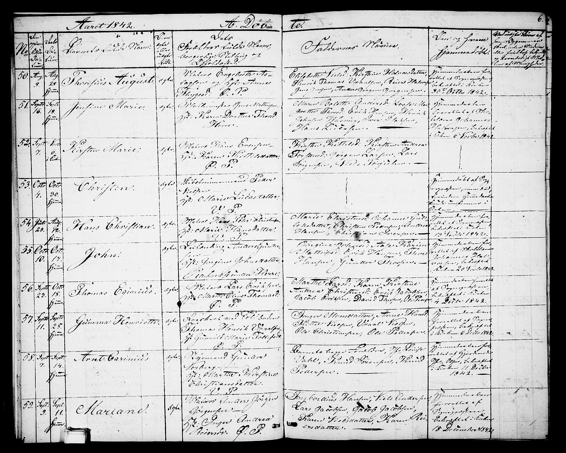 Porsgrunn kirkebøker , SAKO/A-104/G/Gb/L0003: Parish register (copy) no. II 3, 1841-1852, p. 6