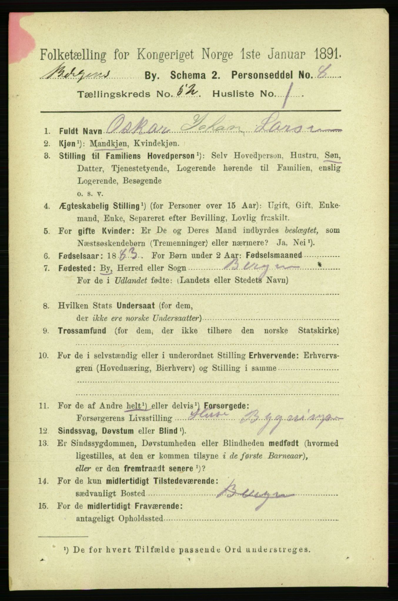 RA, 1891 Census for 1301 Bergen, 1891, p. 61211