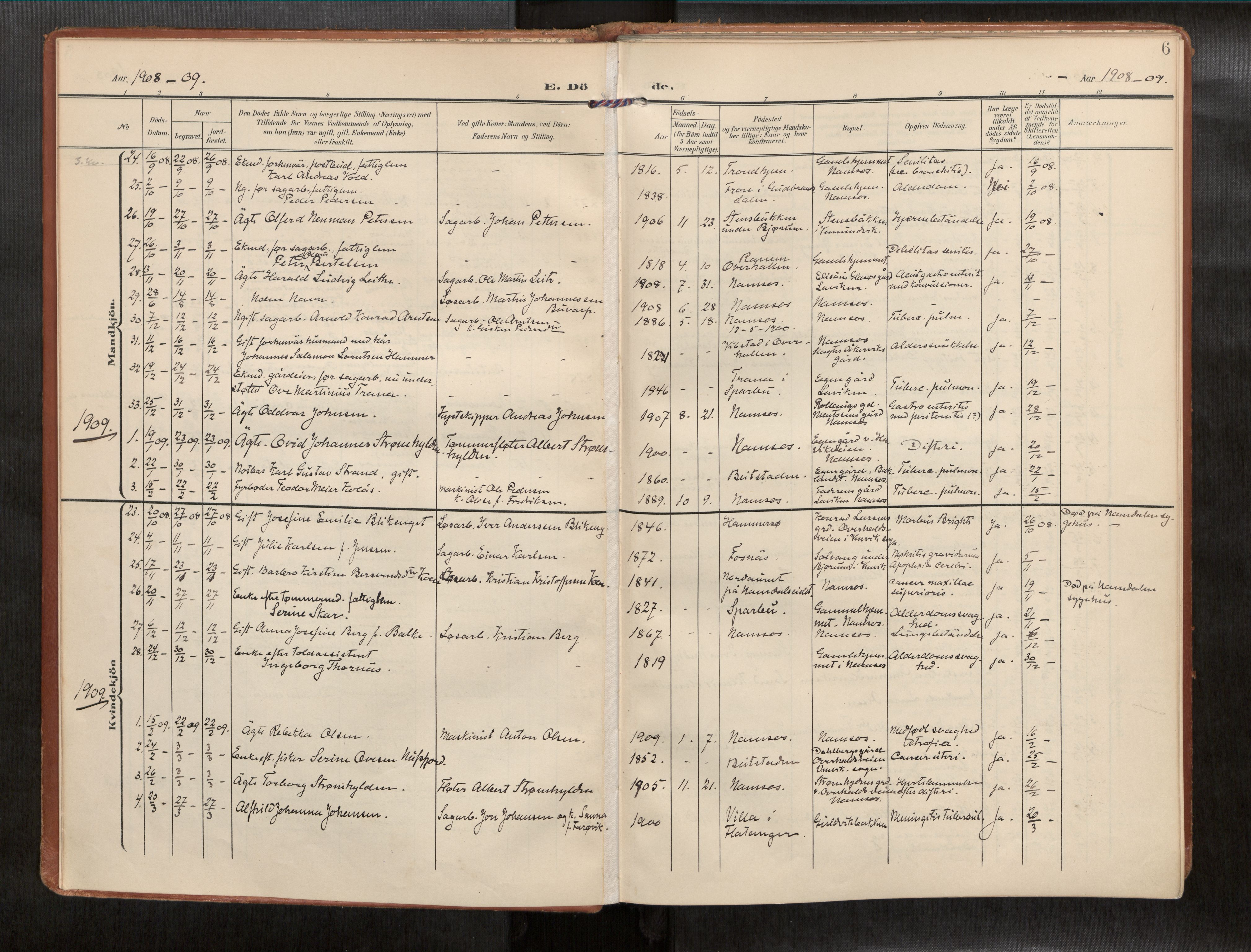 Ministerialprotokoller, klokkerbøker og fødselsregistre - Nord-Trøndelag, AV/SAT-A-1458/768/L0579b: Parish register (official) no. 768A15, 1908-1945, p. 6