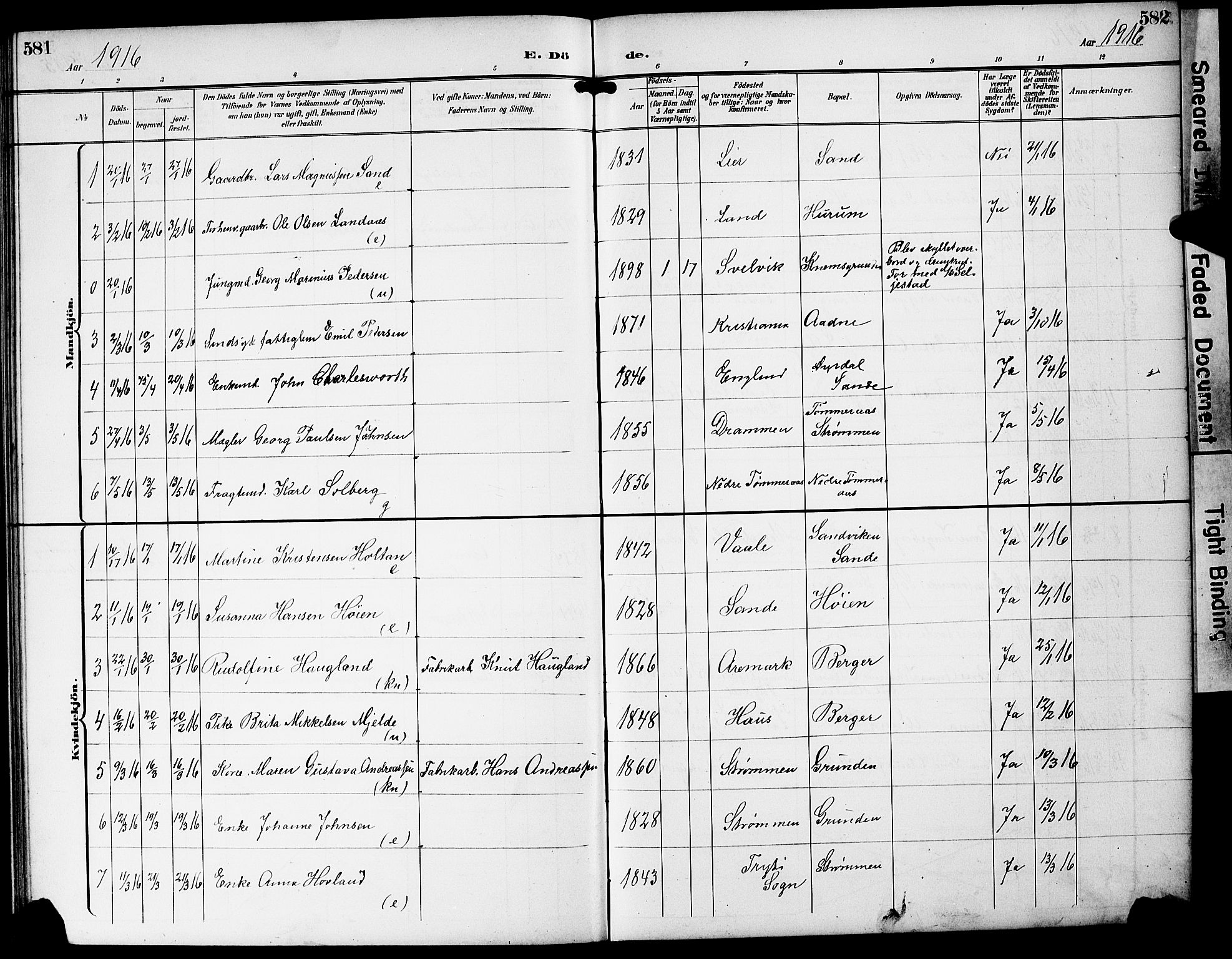 Strømm kirkebøker, AV/SAKO-A-322/G/Ga/L0004: Parish register (copy) no. I 4, 1897-1927, p. 581-582