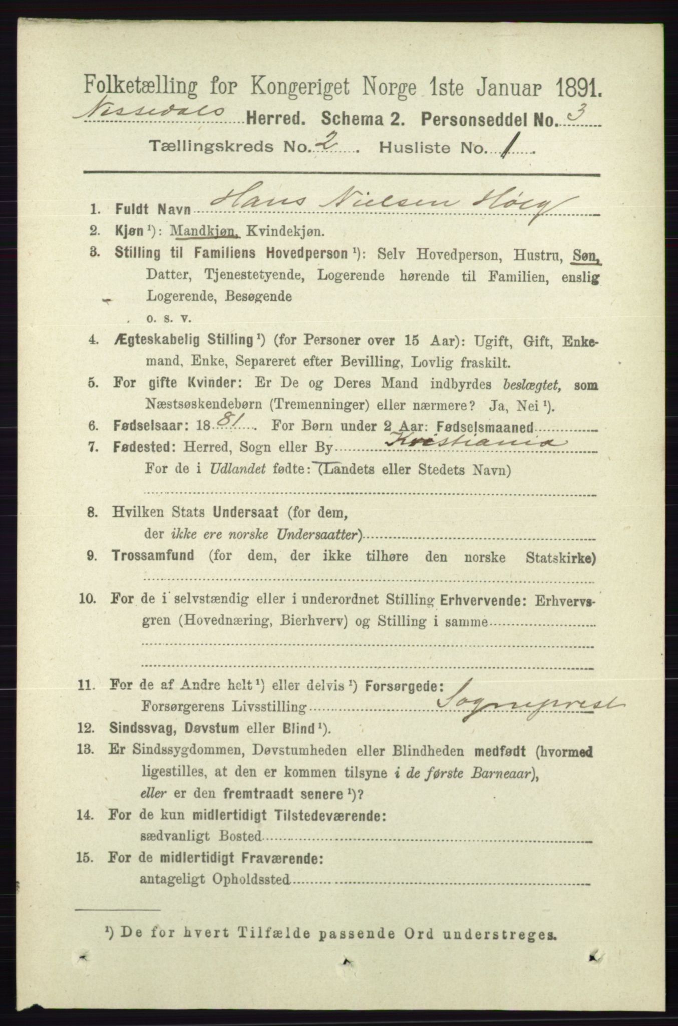 RA, 1891 census for 0830 Nissedal, 1891, p. 341