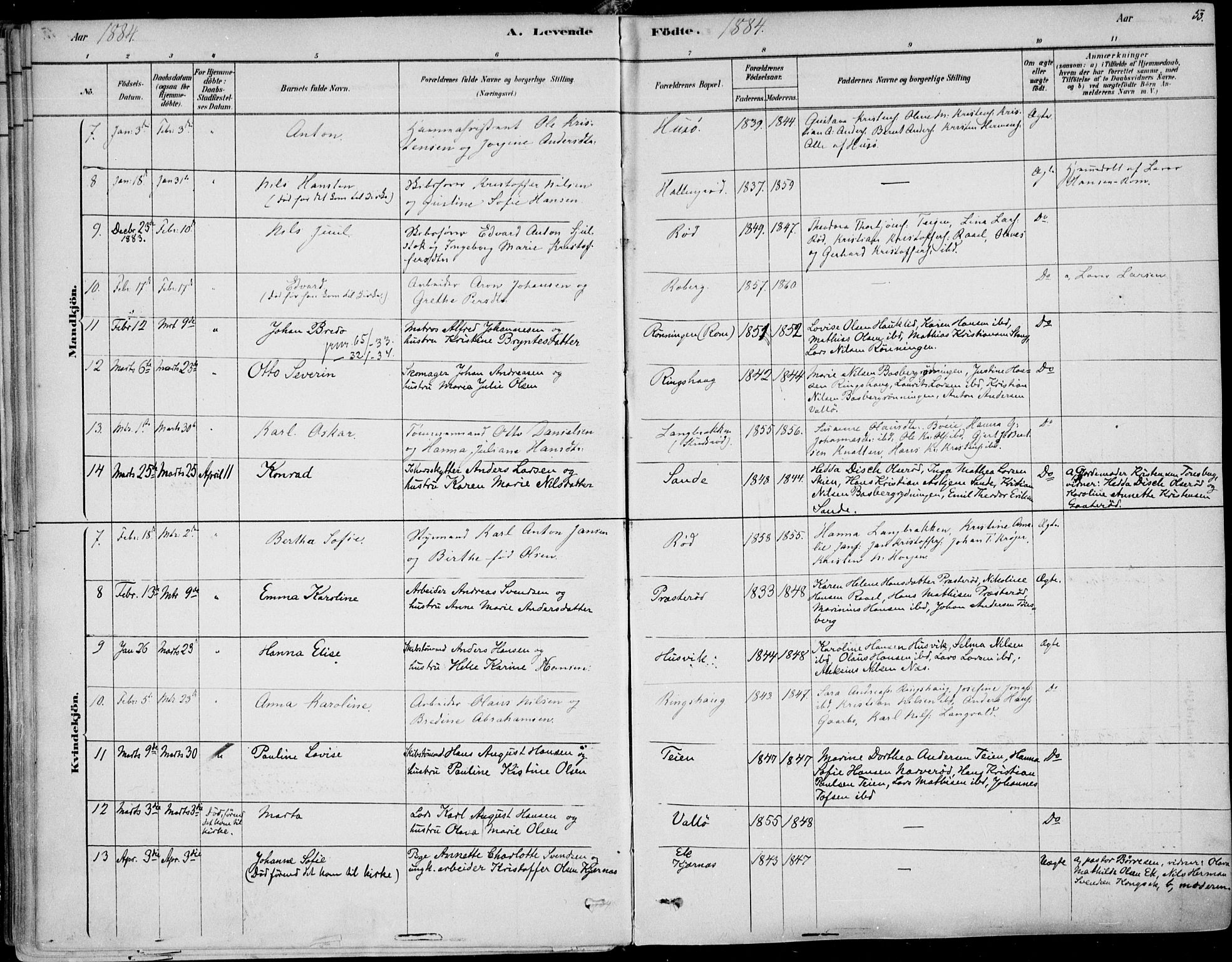 Sem kirkebøker, AV/SAKO-A-5/F/Fb/L0004: Parish register (official) no. II 4, 1878-1891, p. 53