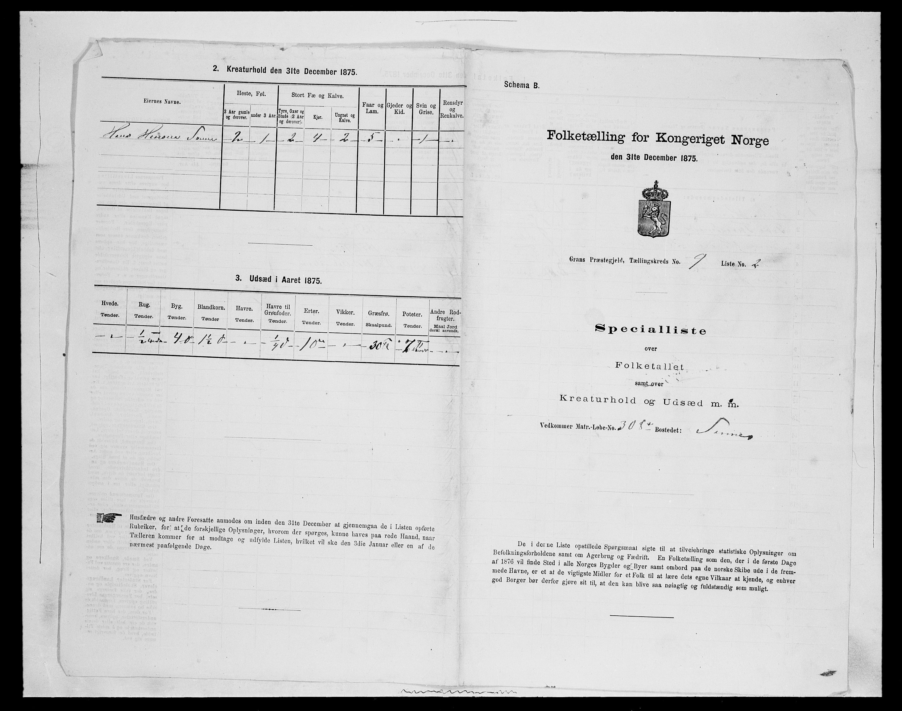 SAH, 1875 census for 0534P Gran, 1875, p. 1701