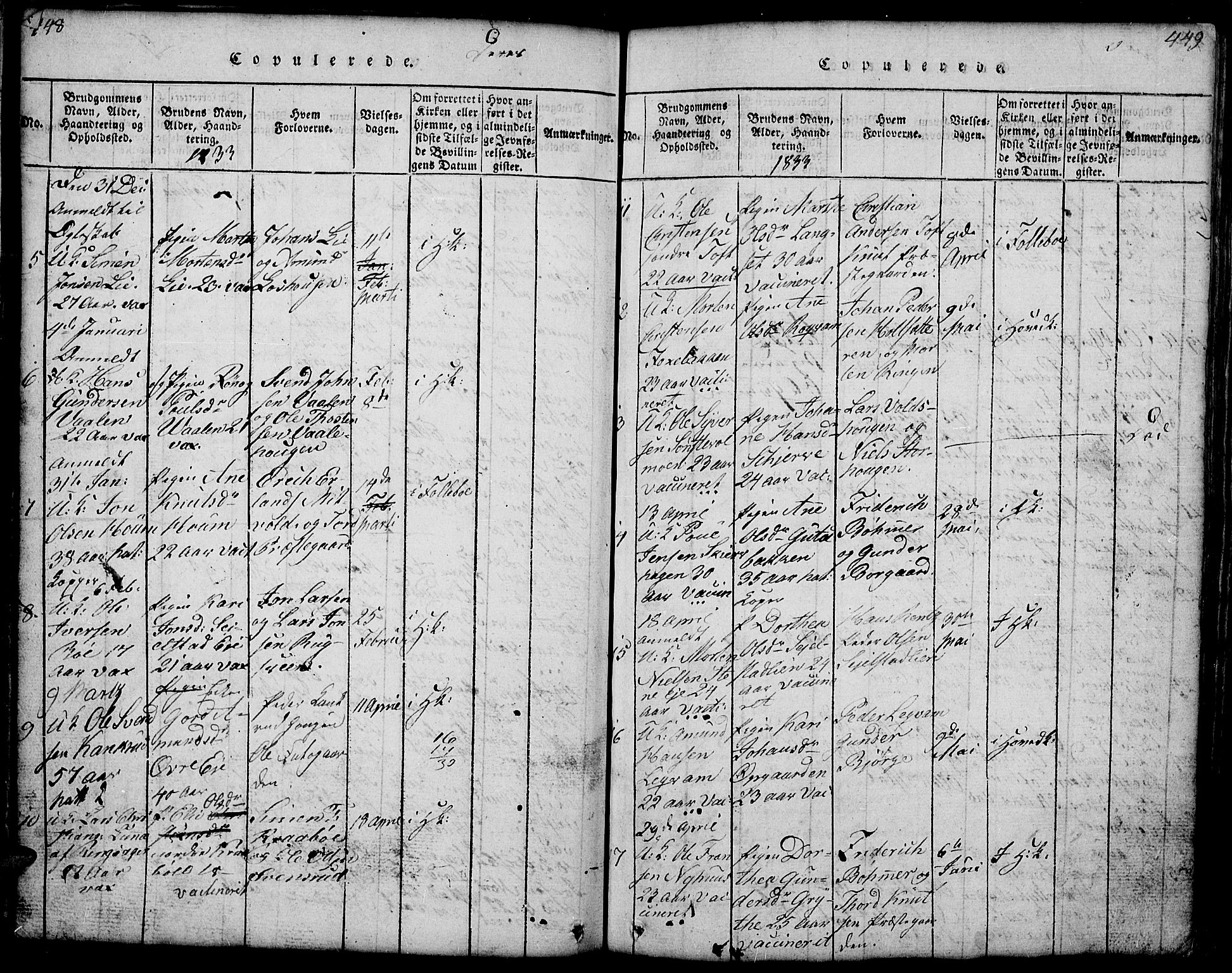 Gausdal prestekontor, SAH/PREST-090/H/Ha/Hab/L0001: Parish register (copy) no. 1, 1817-1848, p. 448-449