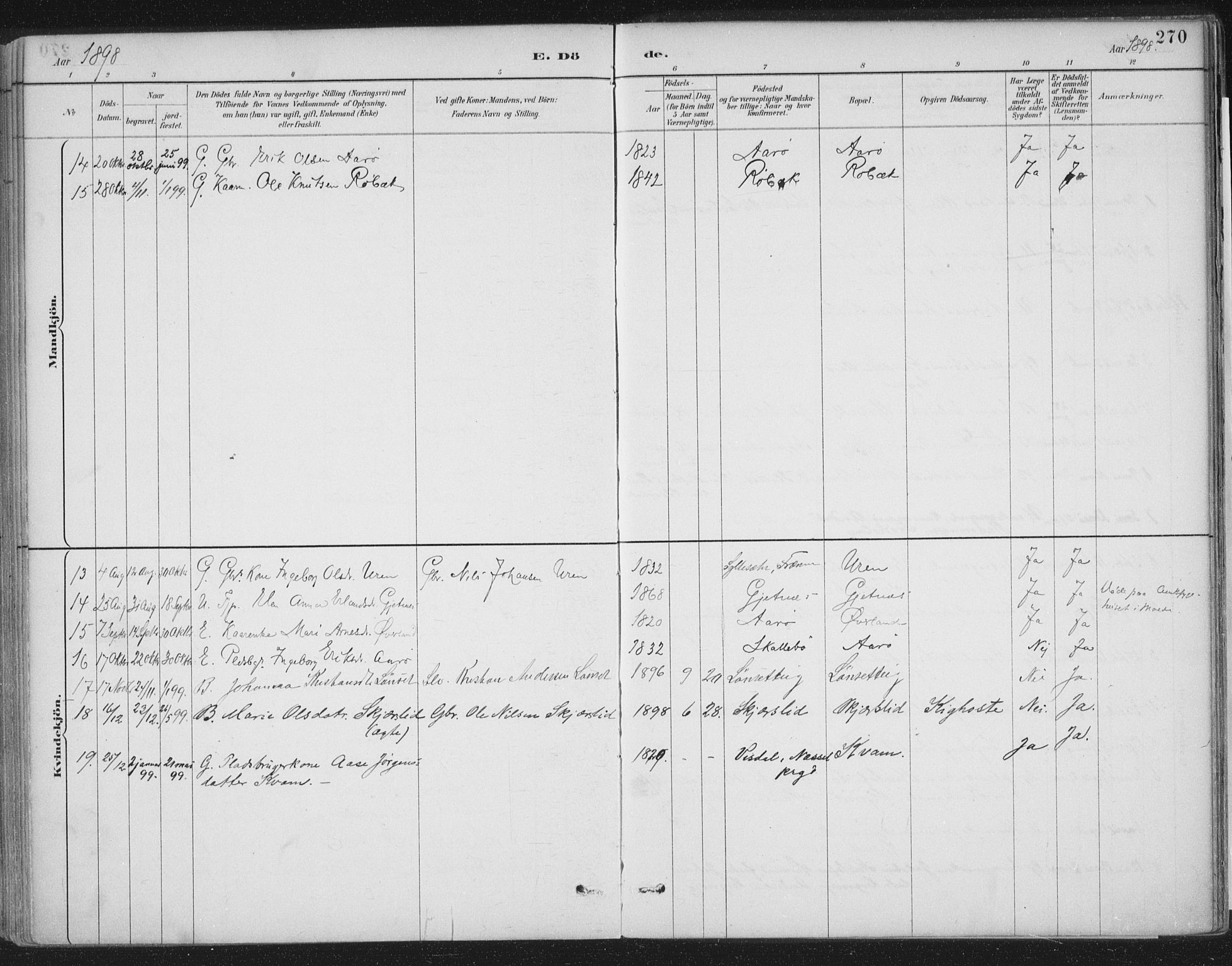 Ministerialprotokoller, klokkerbøker og fødselsregistre - Møre og Romsdal, AV/SAT-A-1454/555/L0658: Parish register (official) no. 555A09, 1887-1917, p. 270