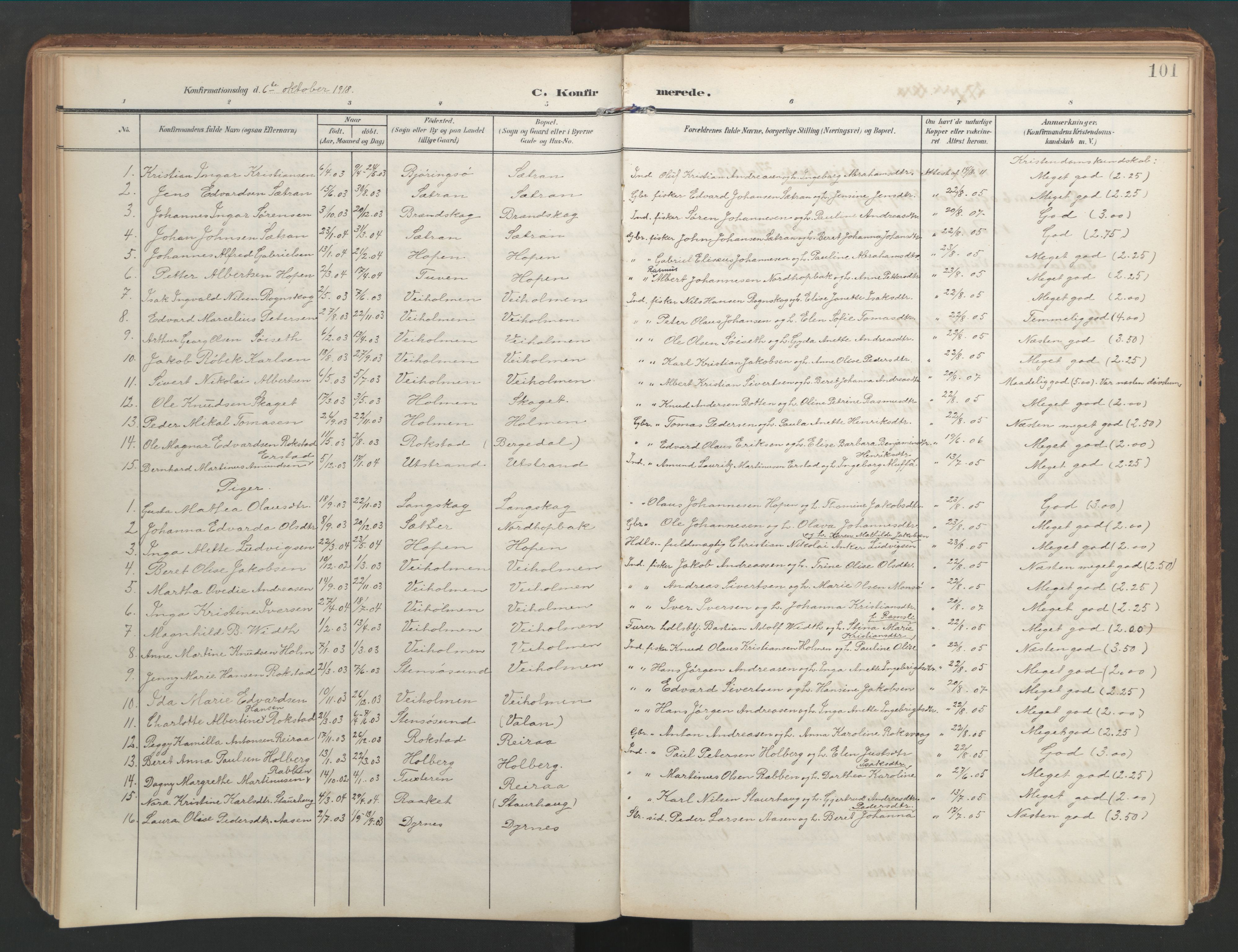 Ministerialprotokoller, klokkerbøker og fødselsregistre - Møre og Romsdal, AV/SAT-A-1454/583/L0955: Parish register (official) no. 583A02, 1907-1926, p. 101
