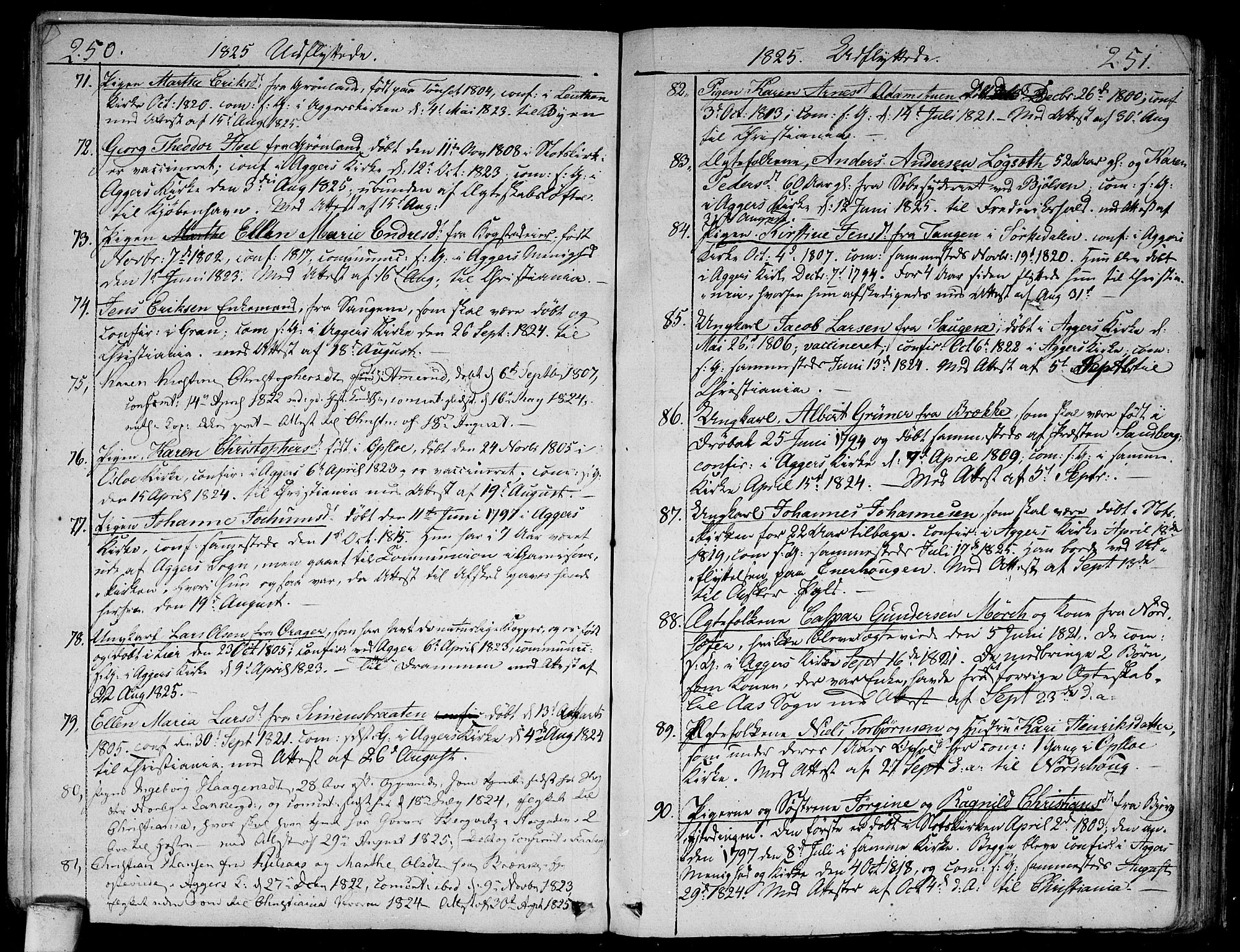 Aker prestekontor kirkebøker, SAO/A-10861/F/L0014b: Parish register (official) no. 14B, 1820-1834, p. 250-251