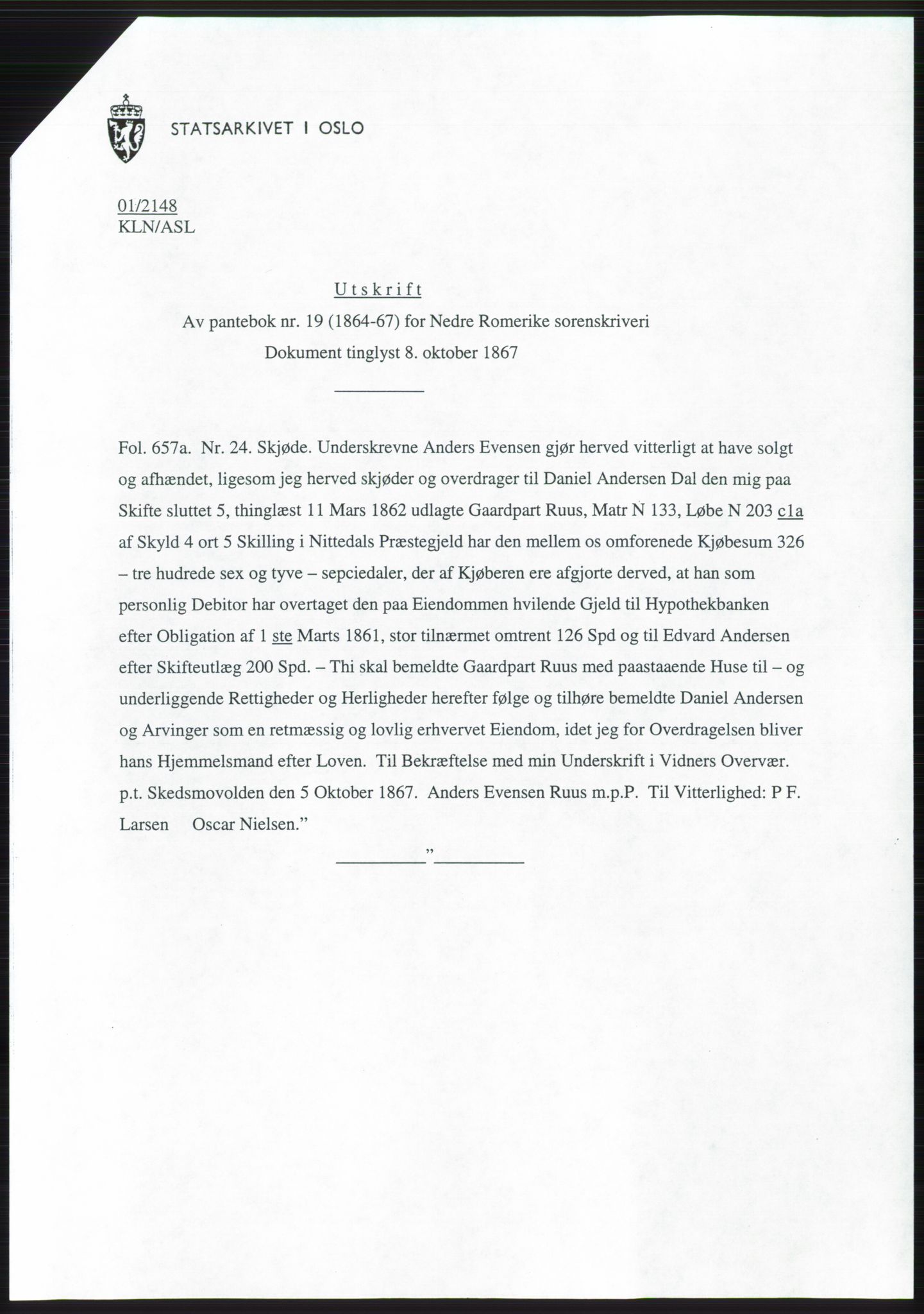 Statsarkivet i Oslo, SAO/A-10621/Z/Zd/L0051: Avskrifter, 1999-2005, p. 133