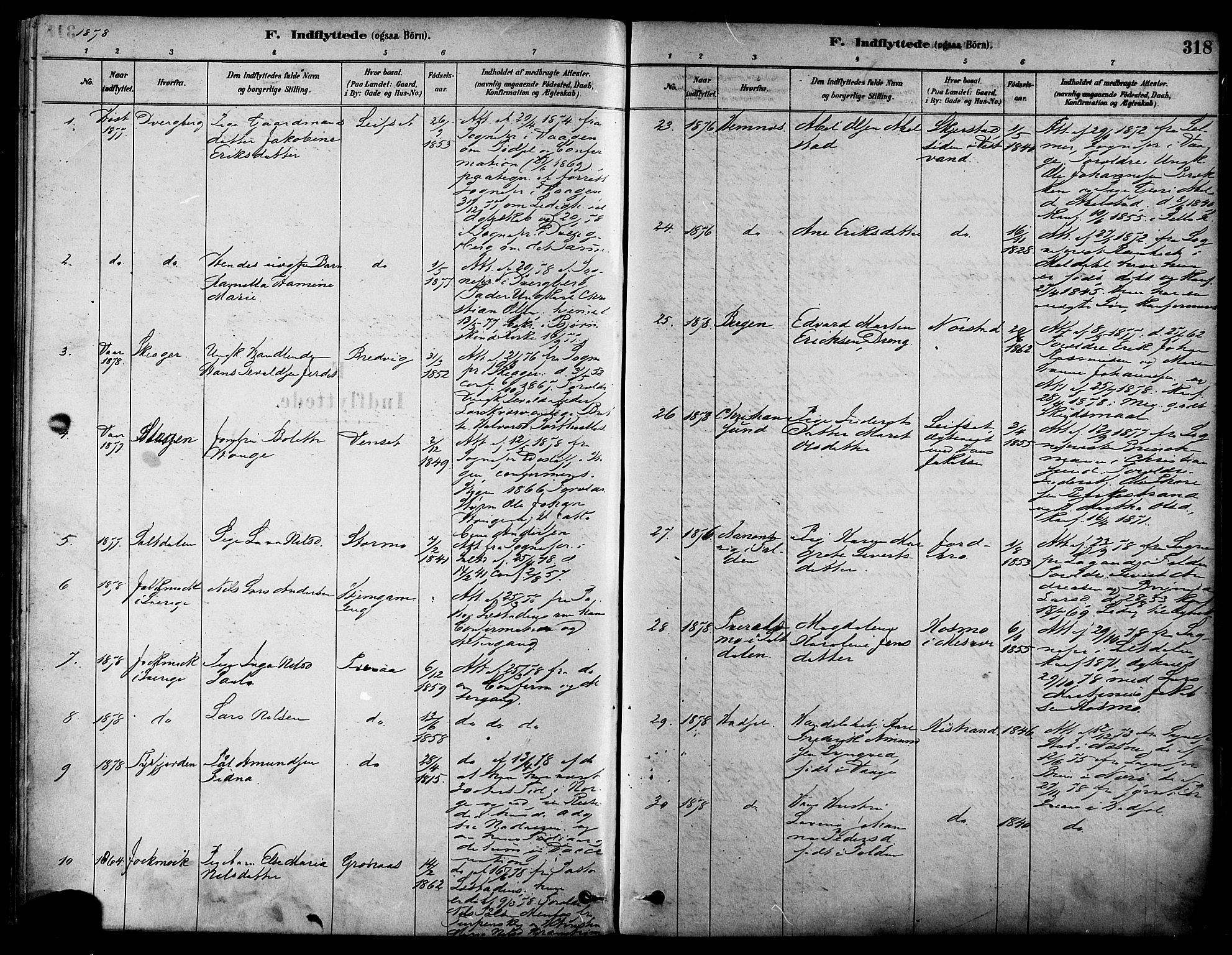 Ministerialprotokoller, klokkerbøker og fødselsregistre - Nordland, AV/SAT-A-1459/852/L0740: Parish register (official) no. 852A10, 1878-1894, p. 318