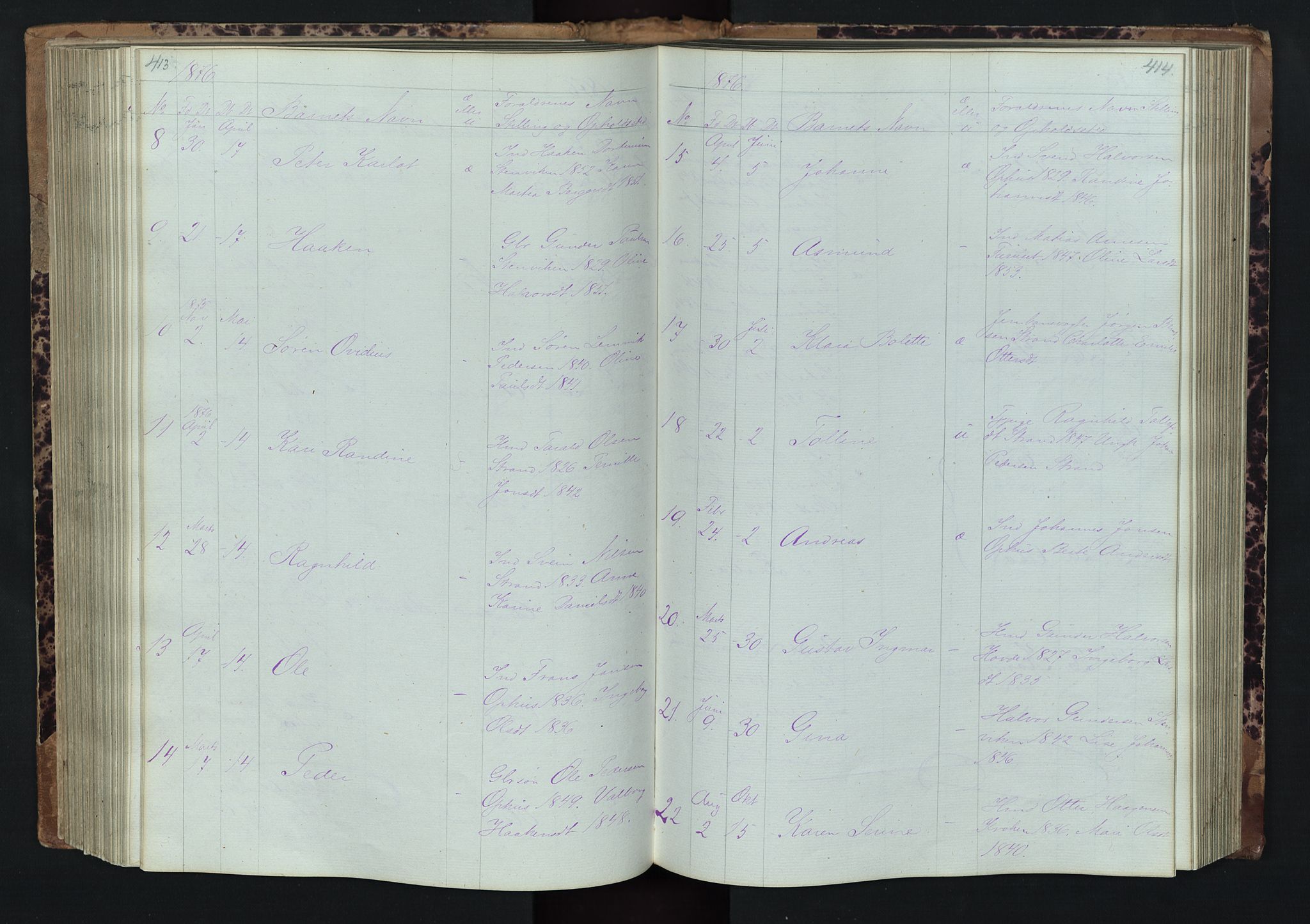 Stor-Elvdal prestekontor, AV/SAH-PREST-052/H/Ha/Hab/L0001: Parish register (copy) no. 1 /2, 1874-1877, p. 413-414