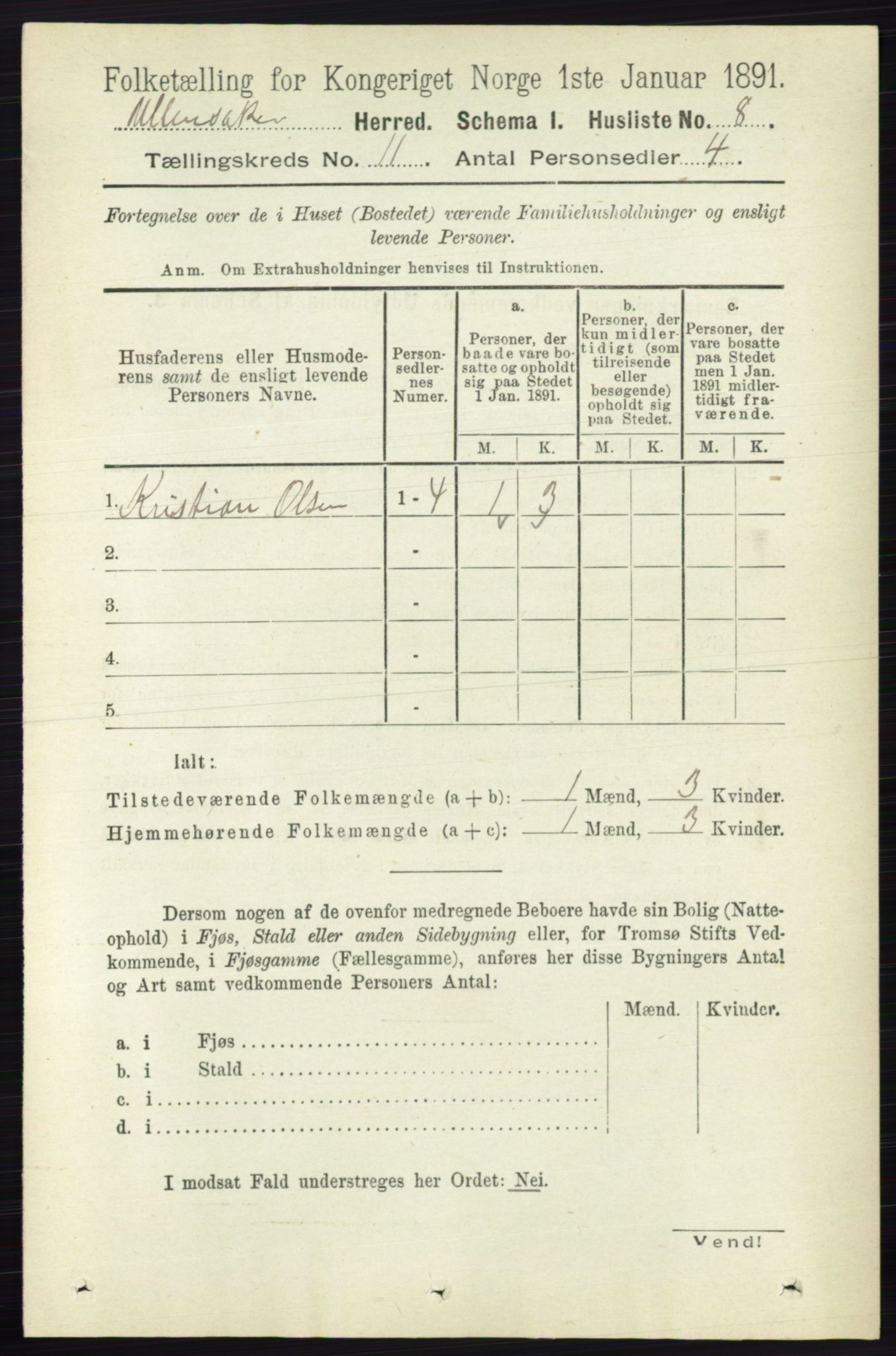 RA, 1891 census for 0235 Ullensaker, 1891, p. 4817
