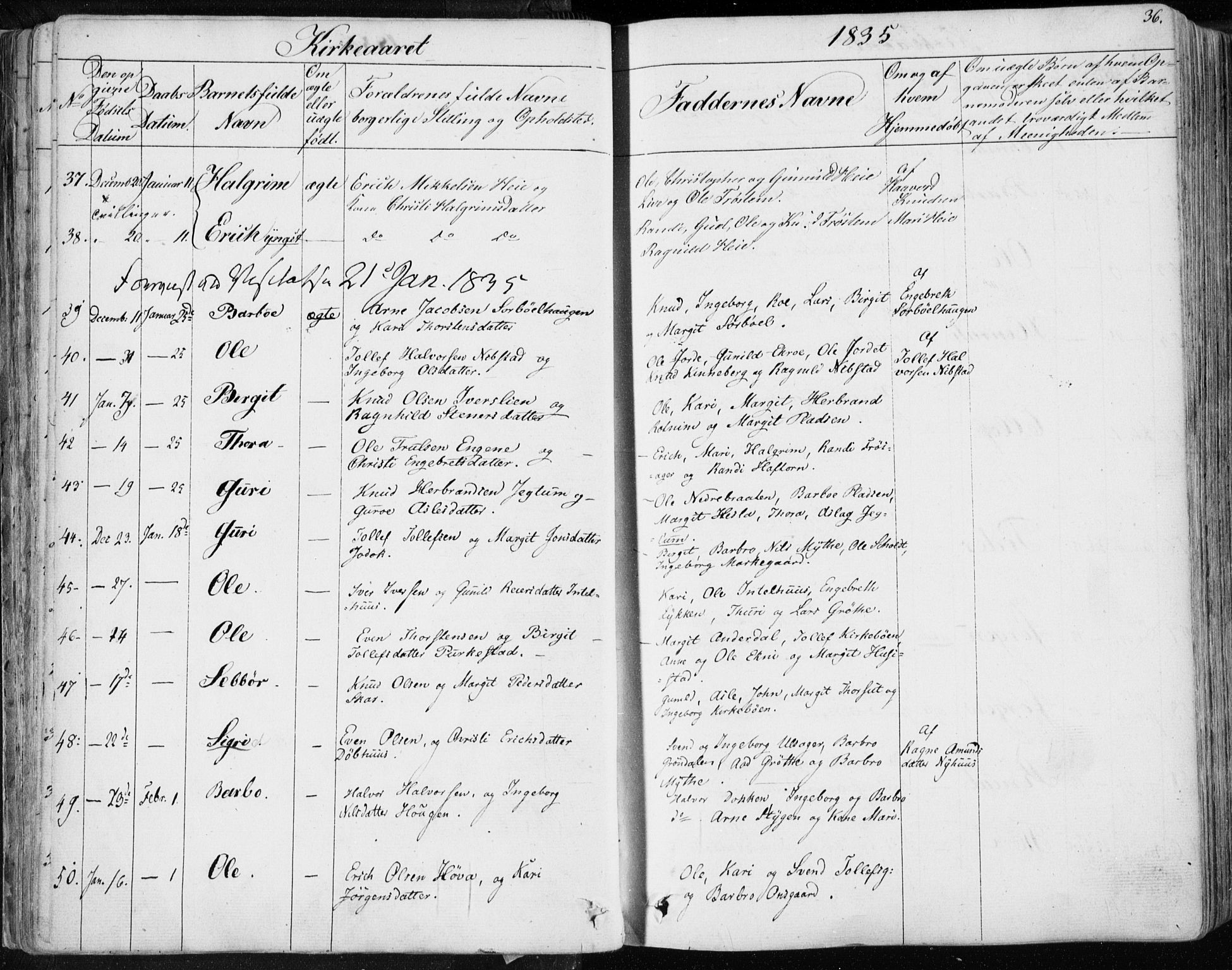 Nes kirkebøker, AV/SAKO-A-236/F/Fa/L0009: Parish register (official) no. 9, 1834-1863, p. 36