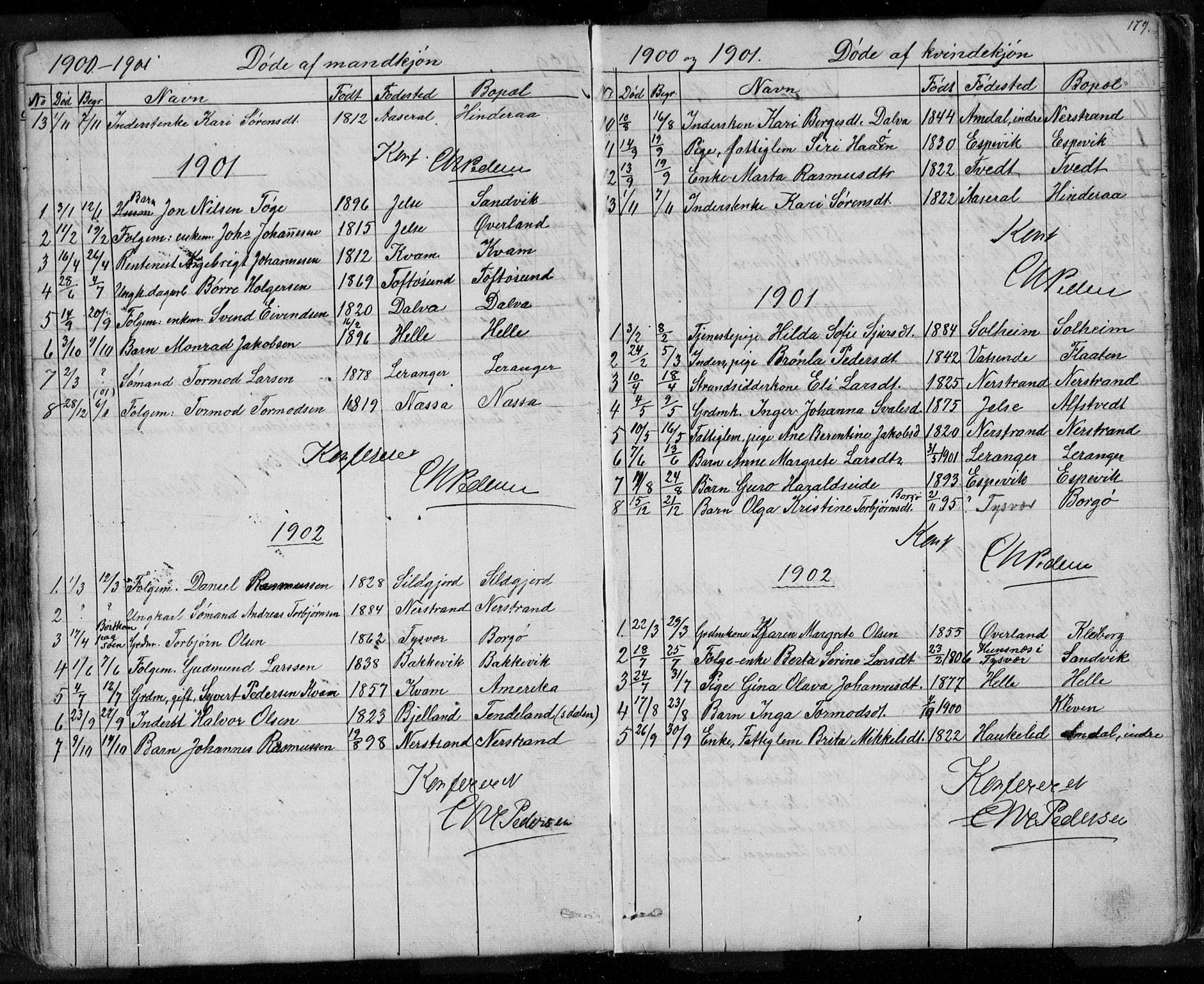 Nedstrand sokneprestkontor, SAST/A-101841/01/V: Parish register (copy) no. B 3, 1848-1933, p. 179