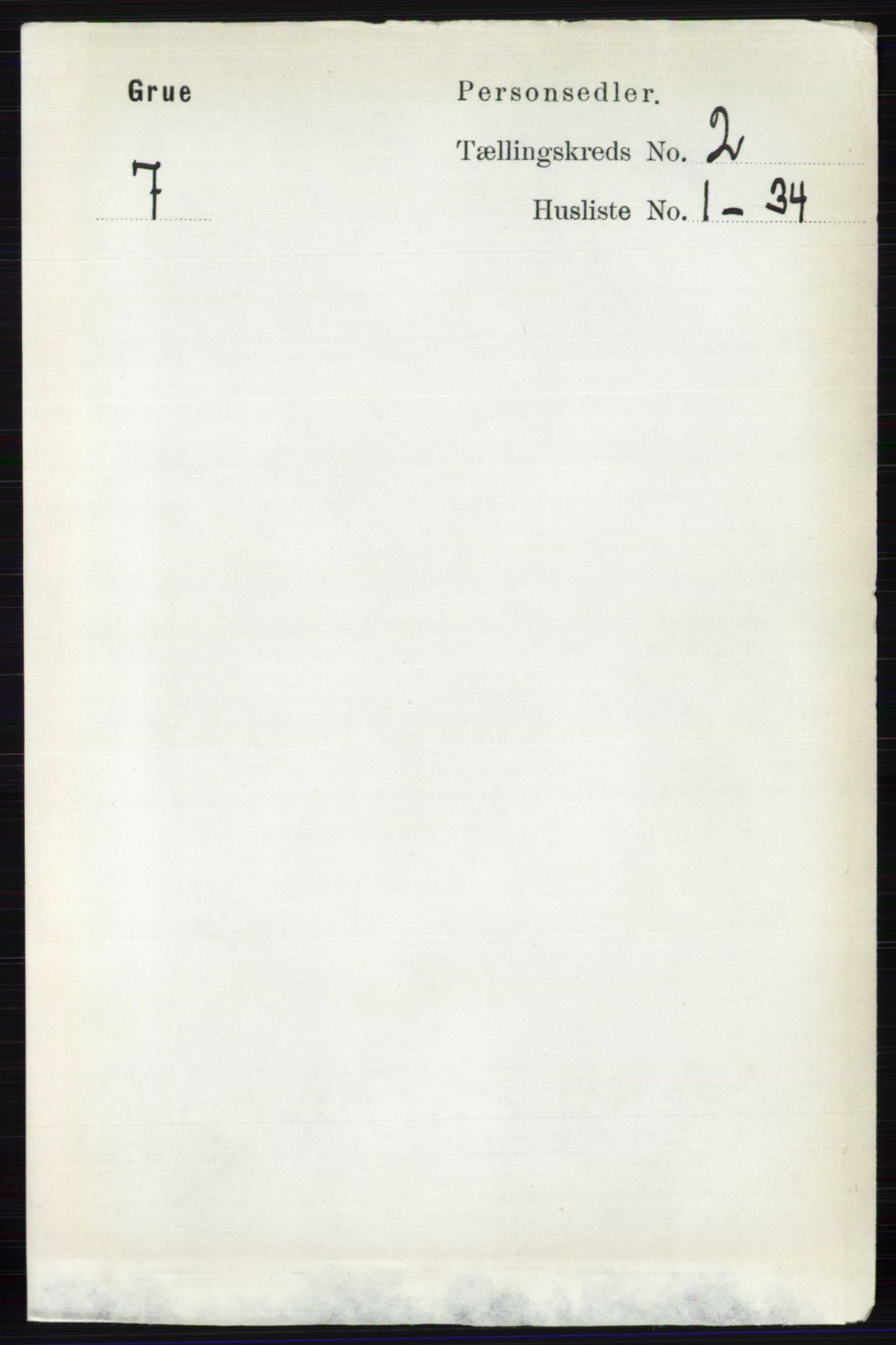 RA, 1891 census for 0423 Grue, 1891, p. 1071