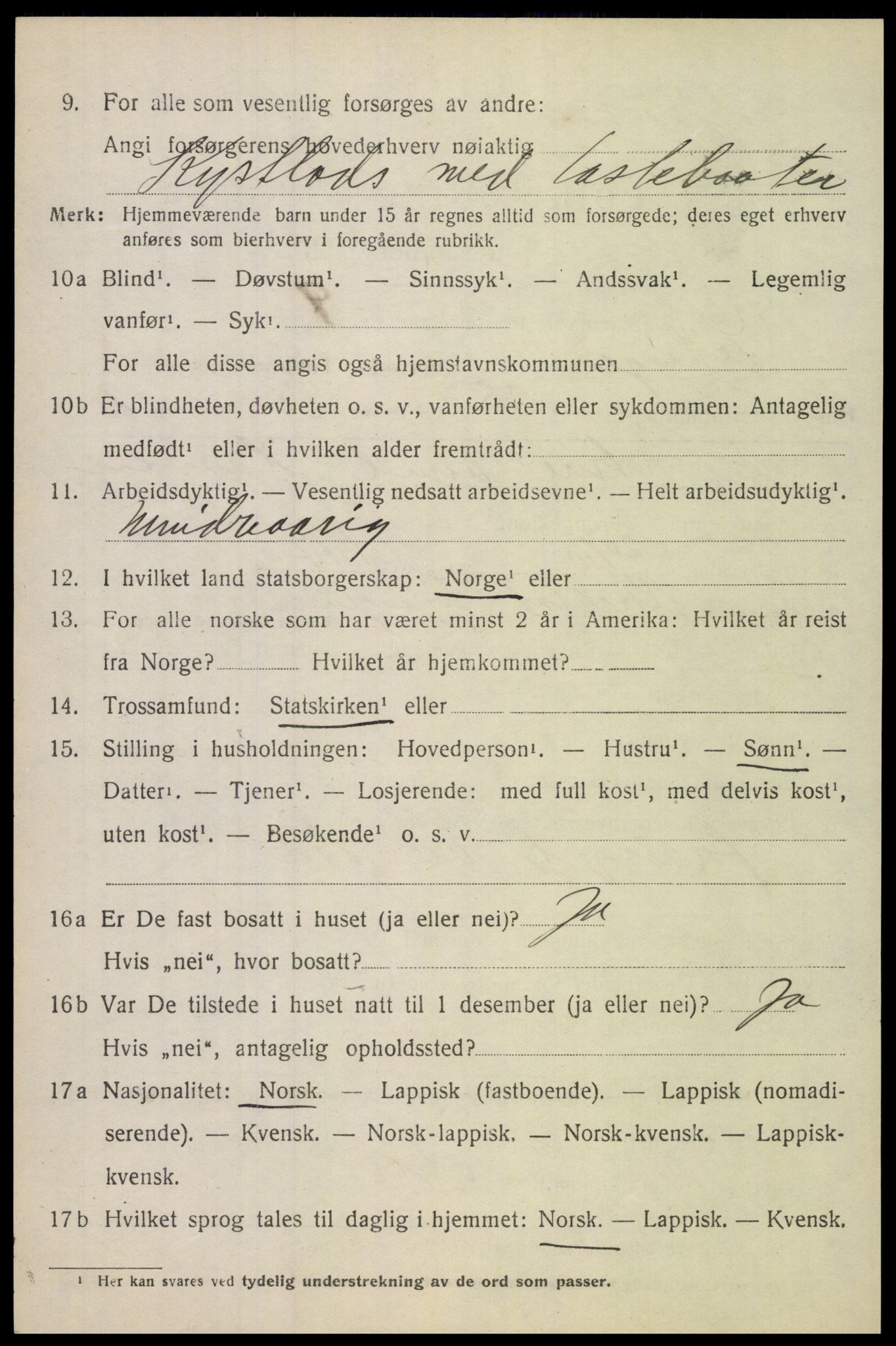 SAT, 1920 census for Lødingen, 1920, p. 5674