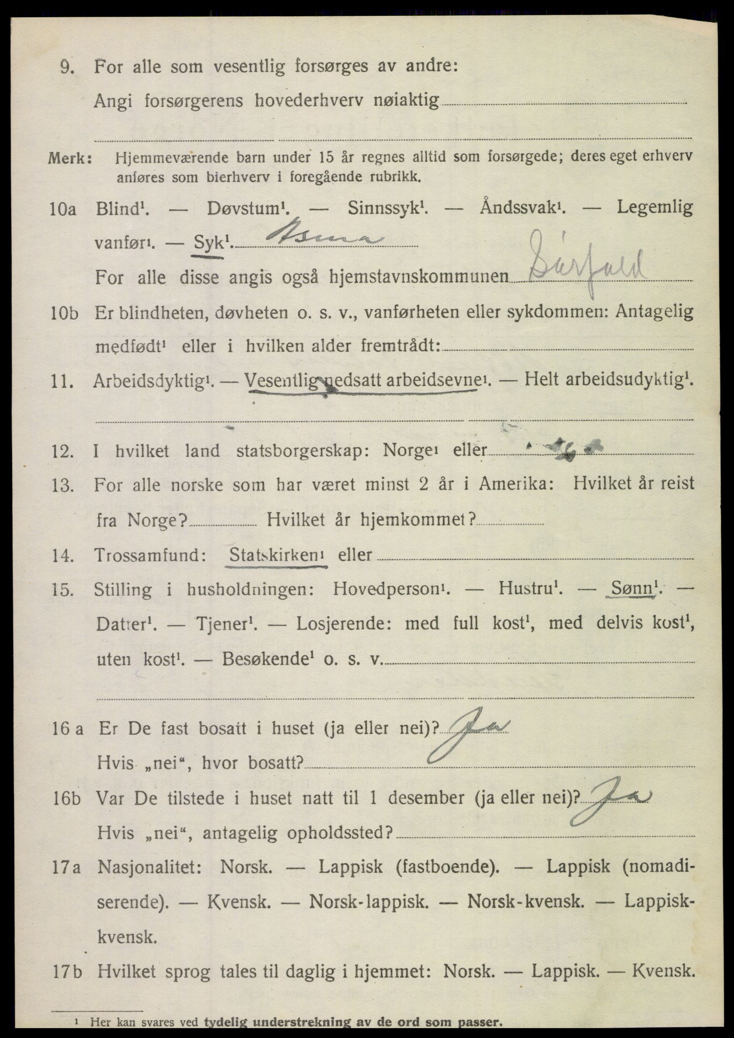 SAT, 1920 census for Sørfold, 1920, p. 4060