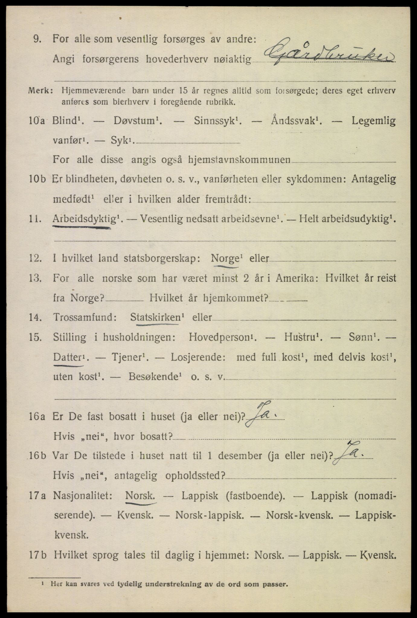 SAT, 1920 census for Ankenes, 1920, p. 7018