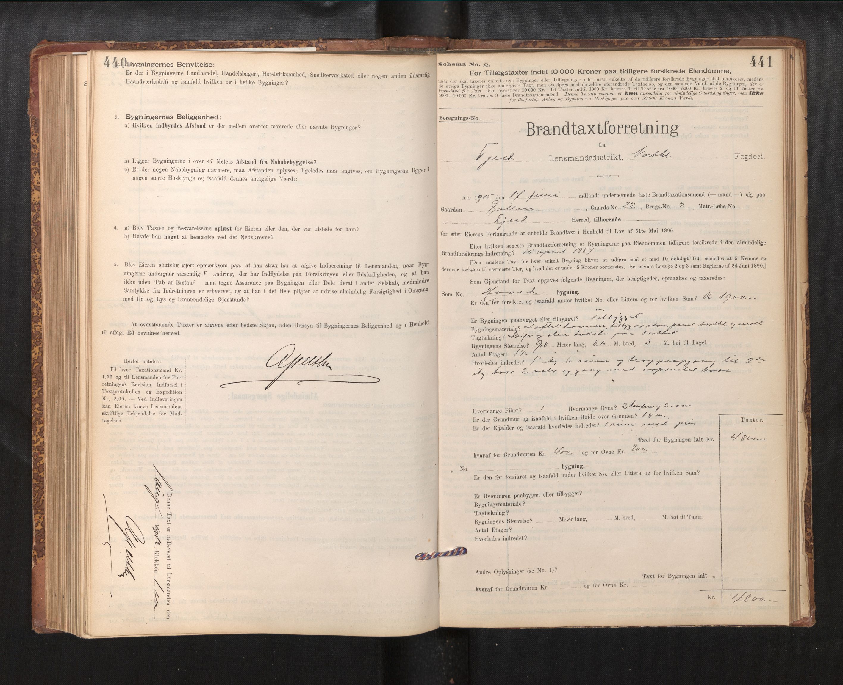 Lensmannen i Fjell, AV/SAB-A-32301/0012/L0005: Branntakstprotokoll, skjematakst, 1895-1931, p. 440-441