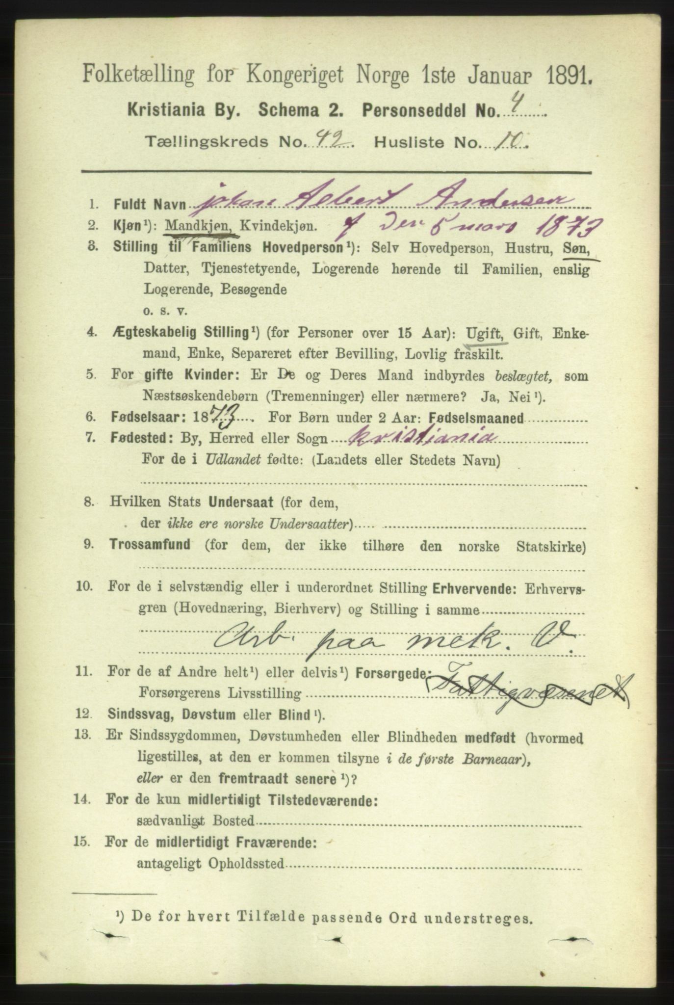 RA, 1891 census for 0301 Kristiania, 1891, p. 25231