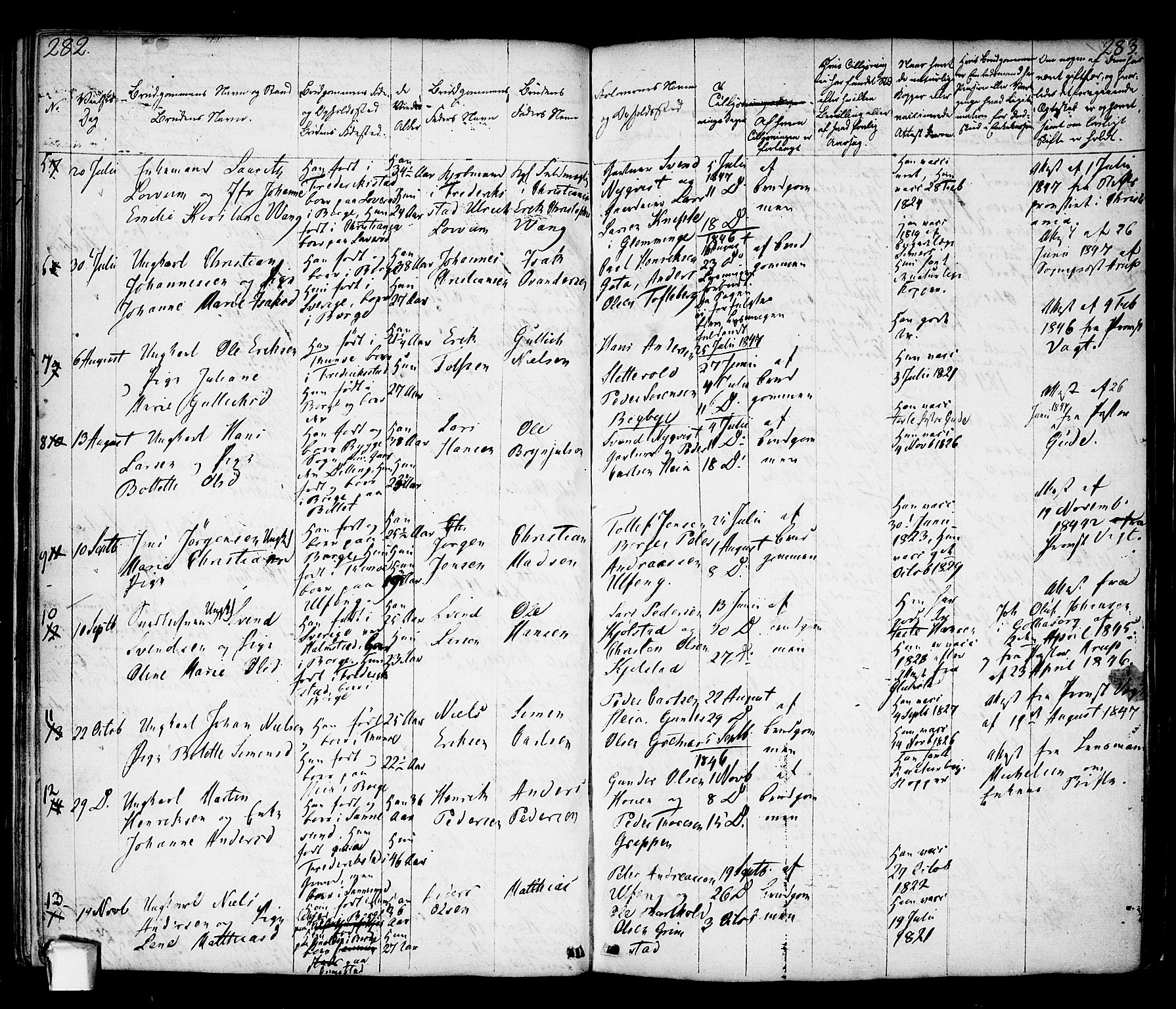 Borge prestekontor Kirkebøker, AV/SAO-A-10903/F/Fa/L0004: Parish register (official) no. I 4, 1836-1848, p. 282-283