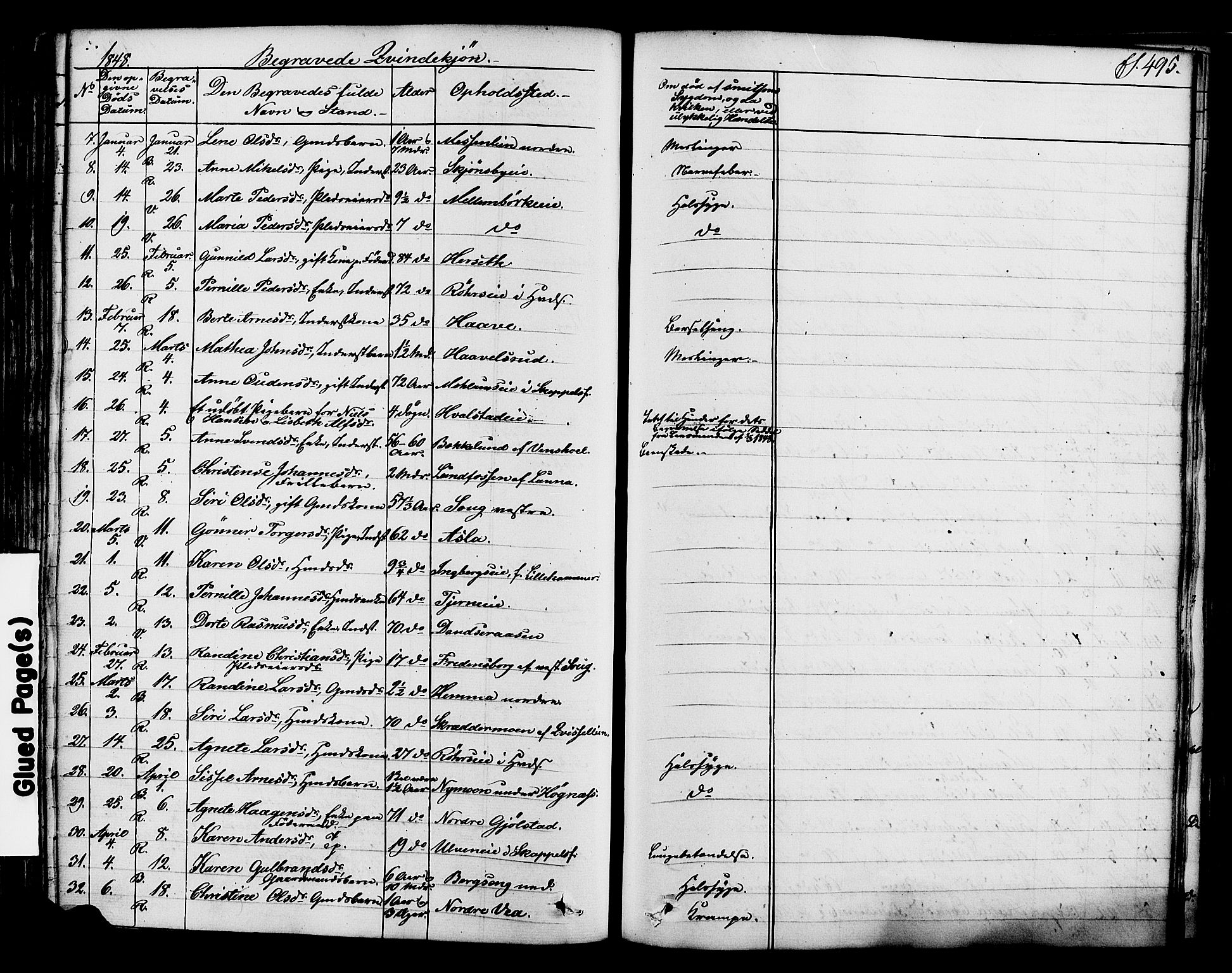 Ringsaker prestekontor, SAH/PREST-014/K/Ka/L0008: Parish register (official) no. 8, 1837-1850, p. 495