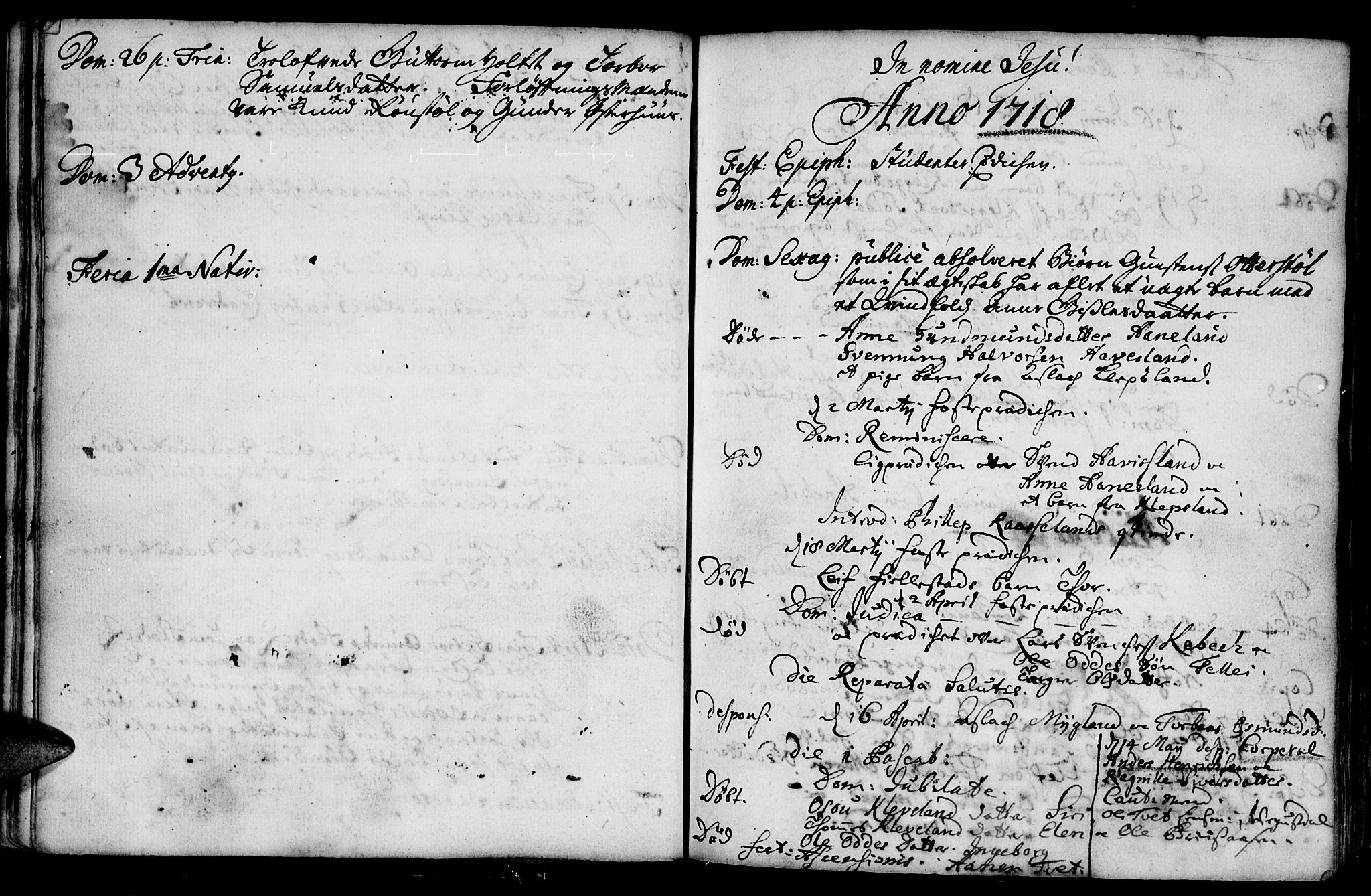 Evje sokneprestkontor, AV/SAK-1111-0008/F/Fa/Faa/L0001: Parish register (official) no. A 1, 1705-1760, p. 38