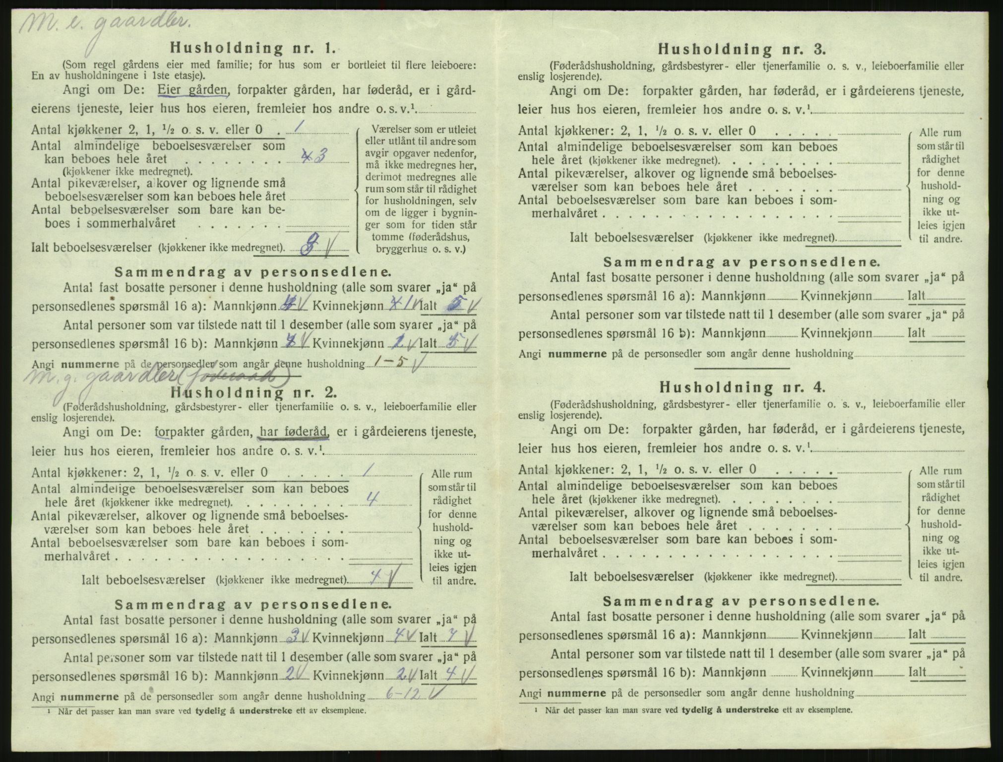 SAK, 1920 census for Evje, 1920, p. 315