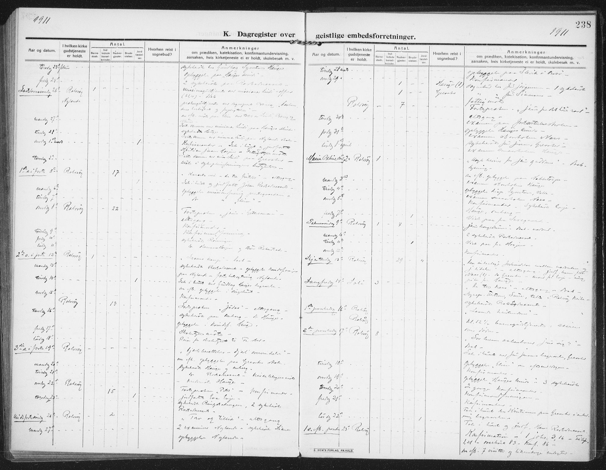 Rolvsøy prestekontor Kirkebøker, SAO/A-2004/F/Fa/L0002: Parish register (official) no. 2, 1909-1917, p. 238