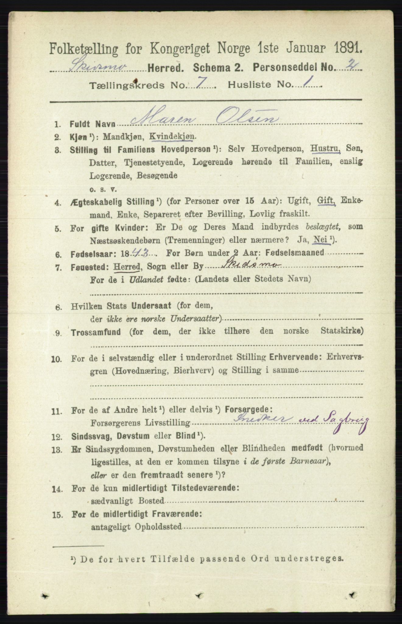 RA, 1891 census for 0231 Skedsmo, 1891, p. 3337