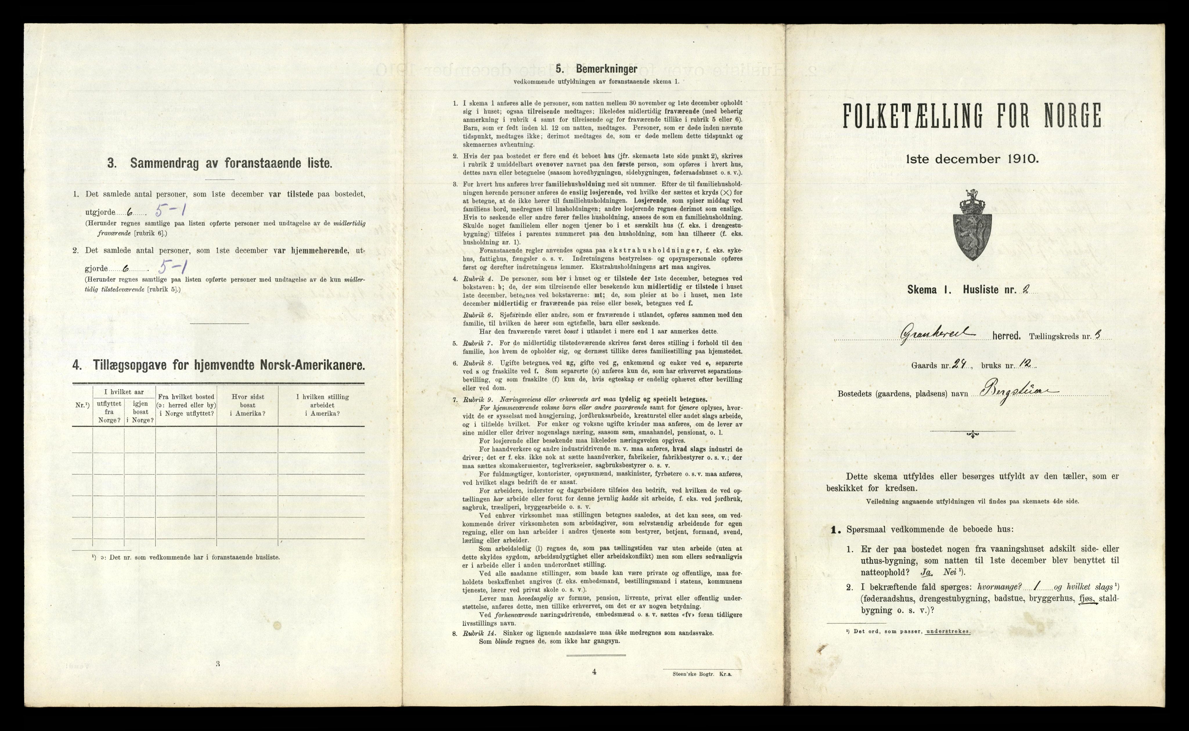 RA, 1910 census for Gransherad, 1910, p. 264