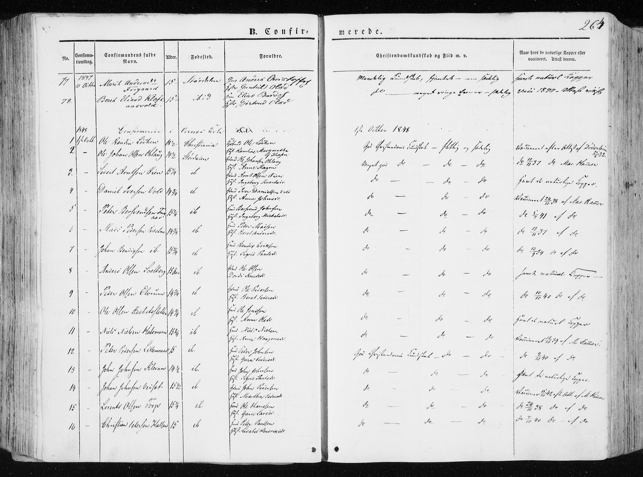 Ministerialprotokoller, klokkerbøker og fødselsregistre - Nord-Trøndelag, SAT/A-1458/709/L0074: Parish register (official) no. 709A14, 1845-1858, p. 264
