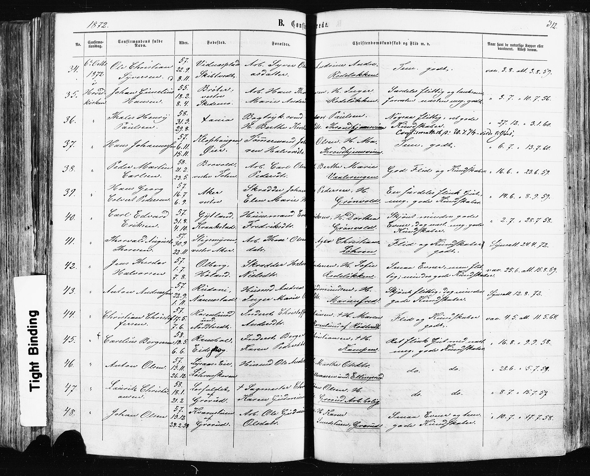Østre Aker prestekontor Kirkebøker, SAO/A-10840/F/Fa/L0003: Parish register (official) no. I 3, 1869-1875, p. 312