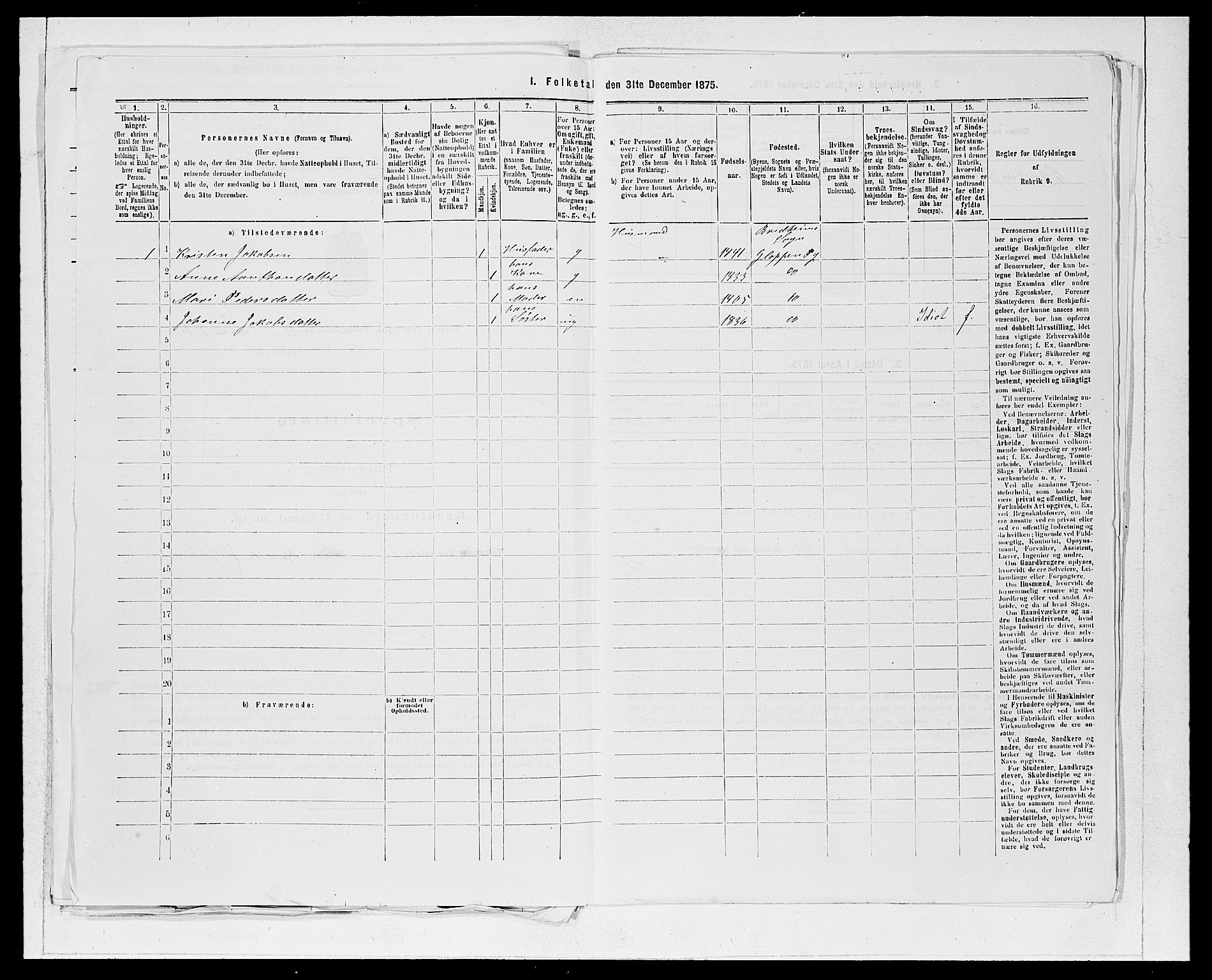 SAB, 1875 Census for 1445P Gloppen, 1875, p. 1290