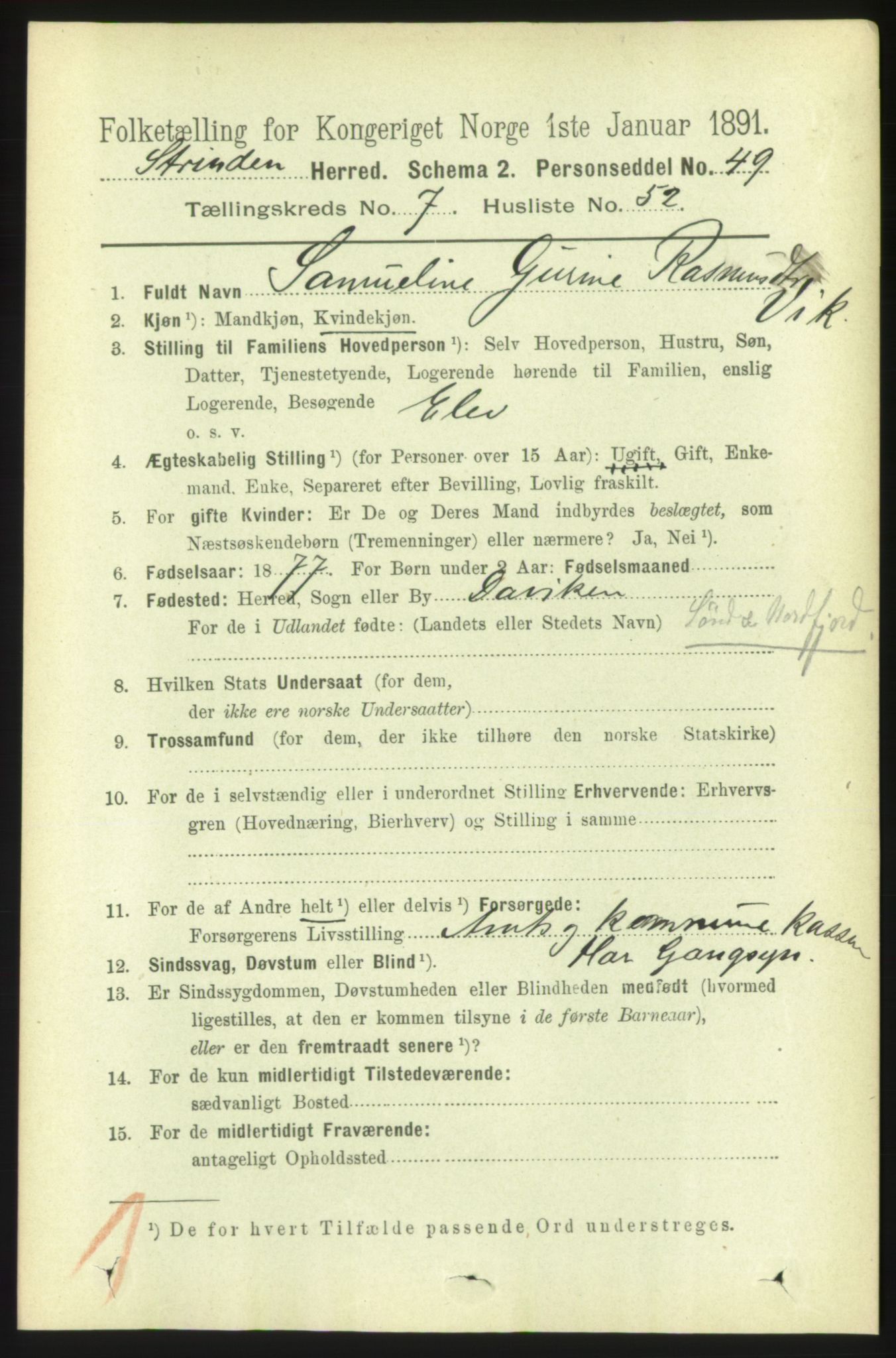 RA, 1891 census for 1660 Strinda, 1891, p. 6644