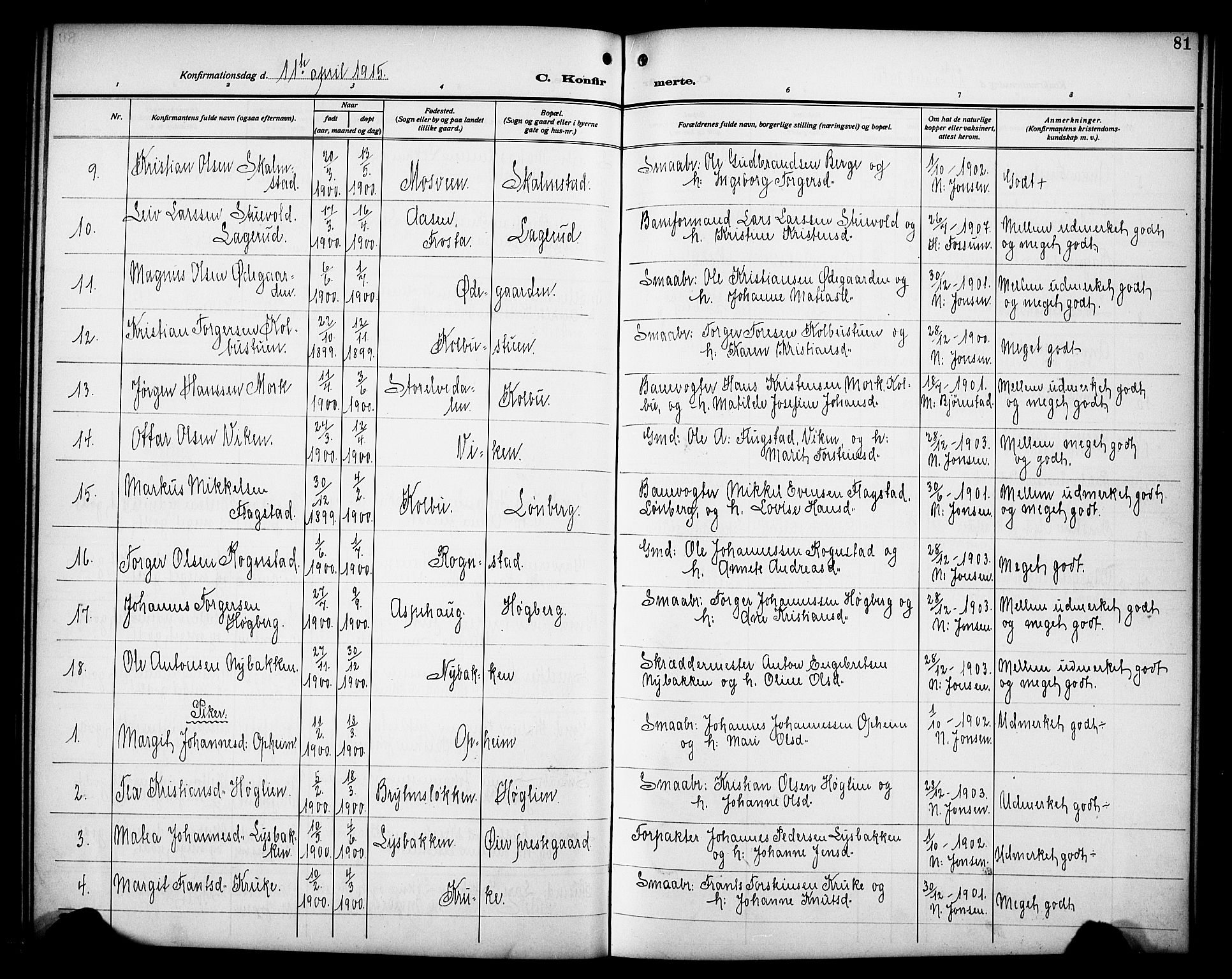 Øyer prestekontor, SAH/PREST-084/H/Ha/Hab/L0007: Parish register (copy) no. 7, 1913-1928, p. 81