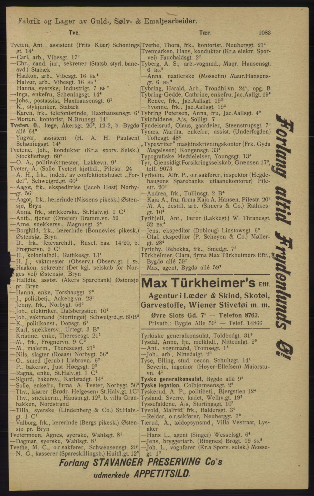 Kristiania/Oslo adressebok, PUBL/-, 1913, p. 1095