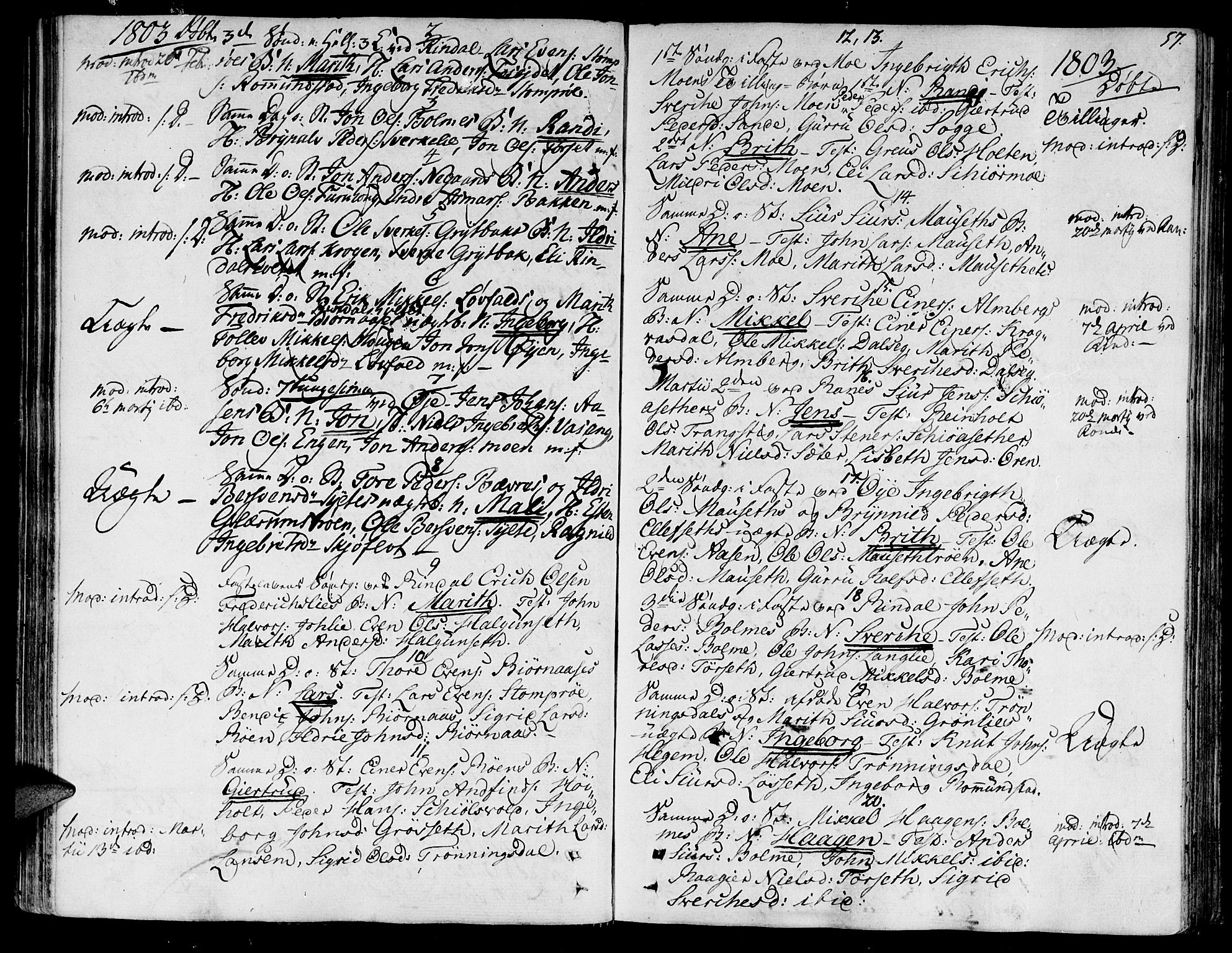 Ministerialprotokoller, klokkerbøker og fødselsregistre - Møre og Romsdal, SAT/A-1454/595/L1040: Parish register (official) no. 595A02, 1797-1819, p. 57
