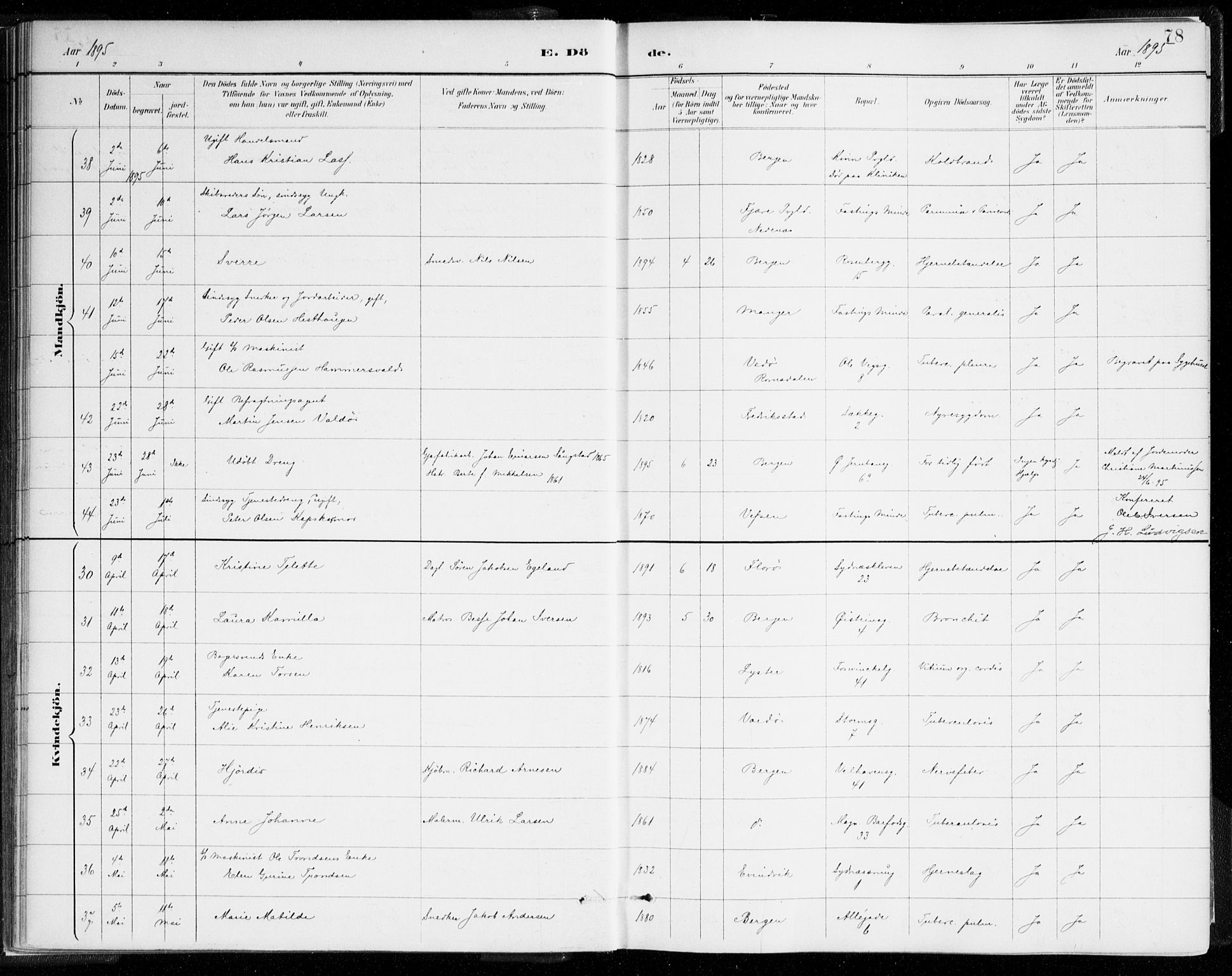 Johanneskirken sokneprestembete, AV/SAB-A-76001/H/Haa/L0019: Parish register (official) no. E 1, 1885-1915, p. 78