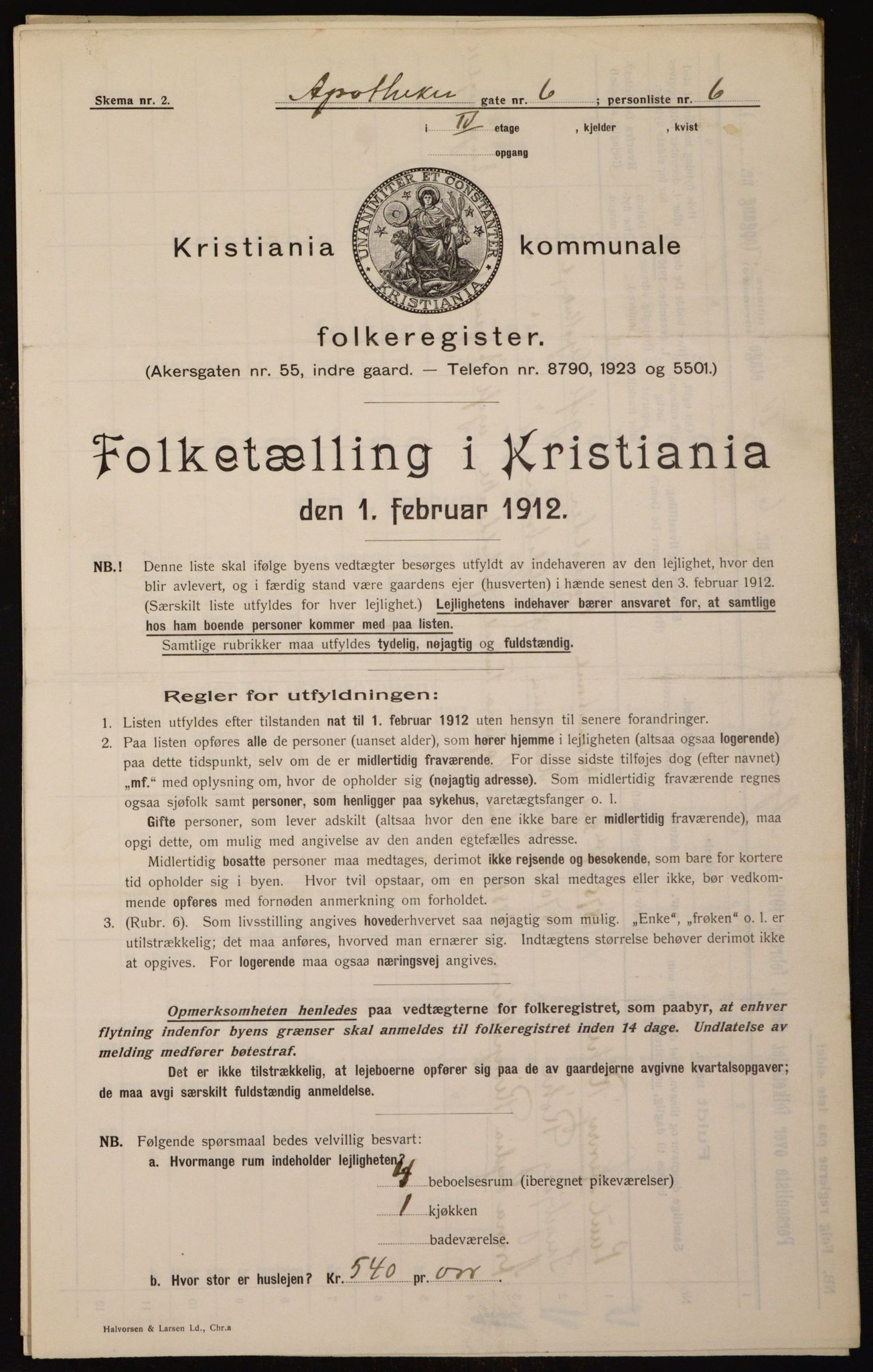 OBA, Municipal Census 1912 for Kristiania, 1912, p. 1331