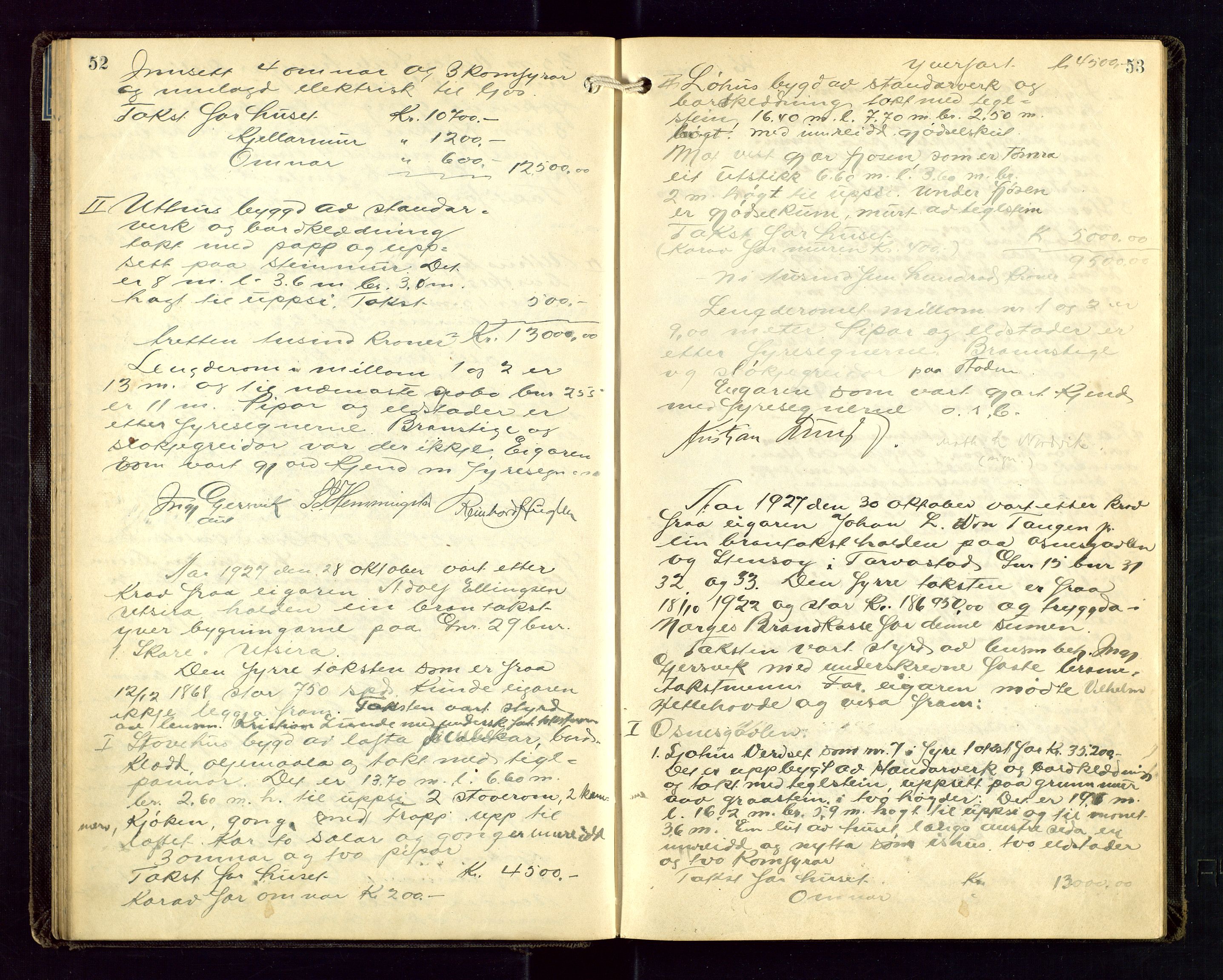 Torvestad lensmannskontor, AV/SAST-A-100307/1/Goa/L0004: "Brandtakstsprotokoll for lensmannen i Torvastad", 1925-1934, p. 52-53