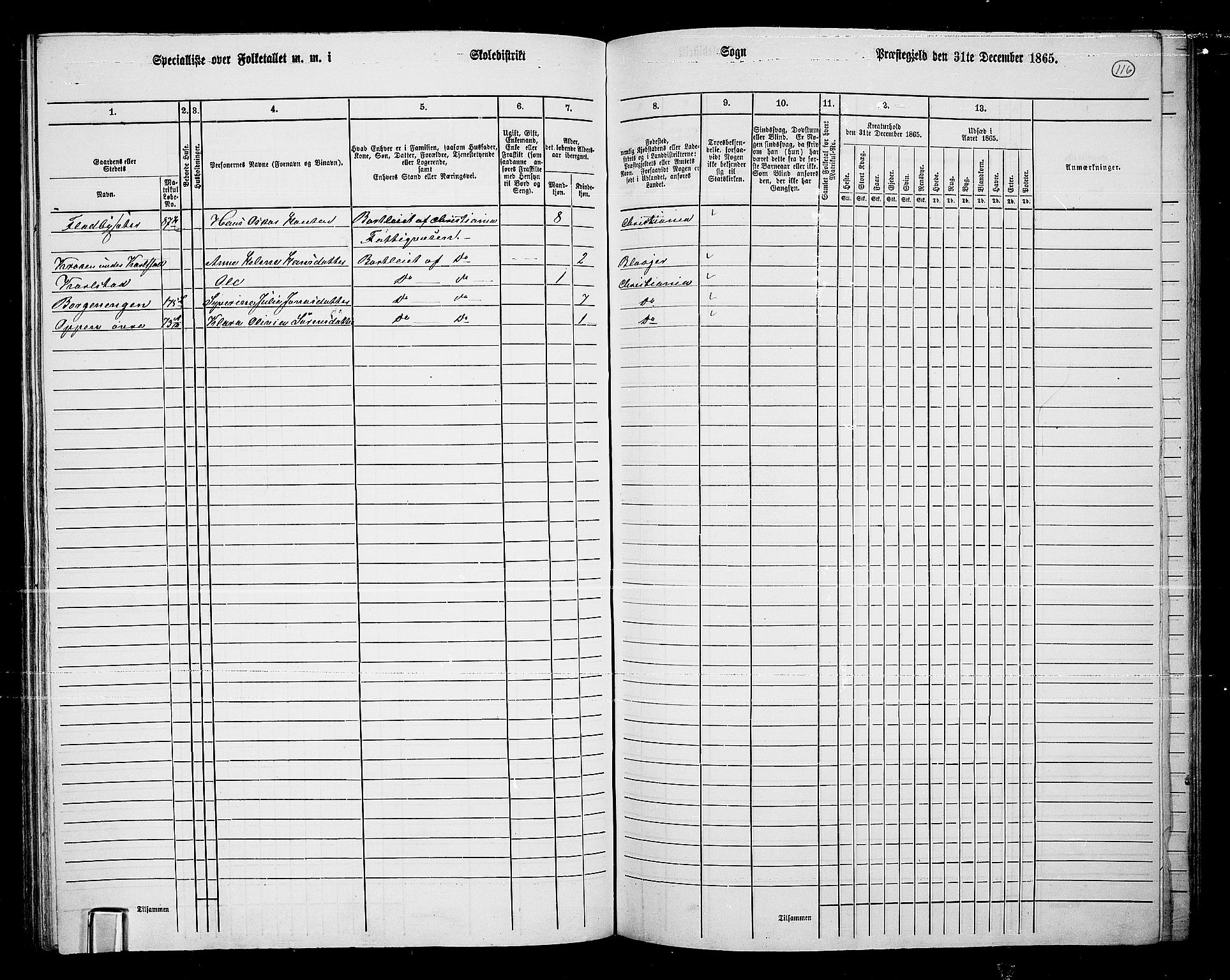 RA, 1865 census for Ullensaker, 1865, p. 102