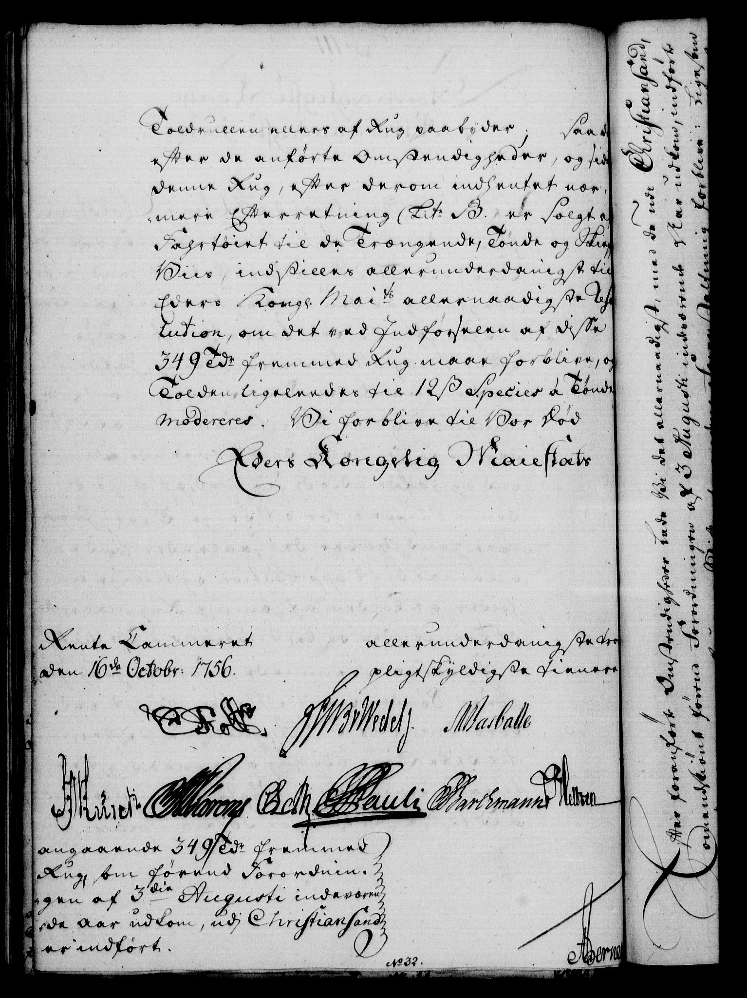 Rentekammeret, Kammerkanselliet, RA/EA-3111/G/Gf/Gfa/L0038: Norsk relasjons- og resolusjonsprotokoll (merket RK 52.38), 1756, p. 560
