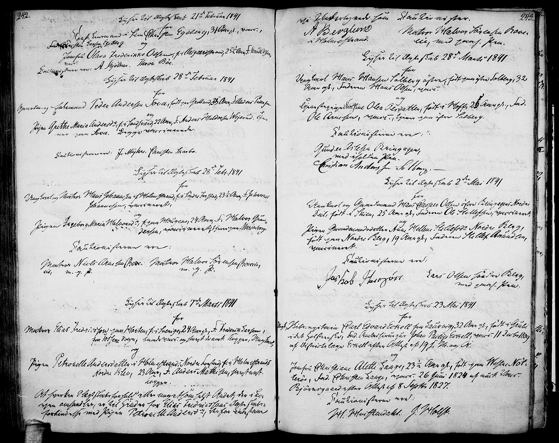Botne kirkebøker, SAKO/A-340/F/Fa/L0003: Parish register (official) no. I 3 /1, 1792-1844, p. 242-243