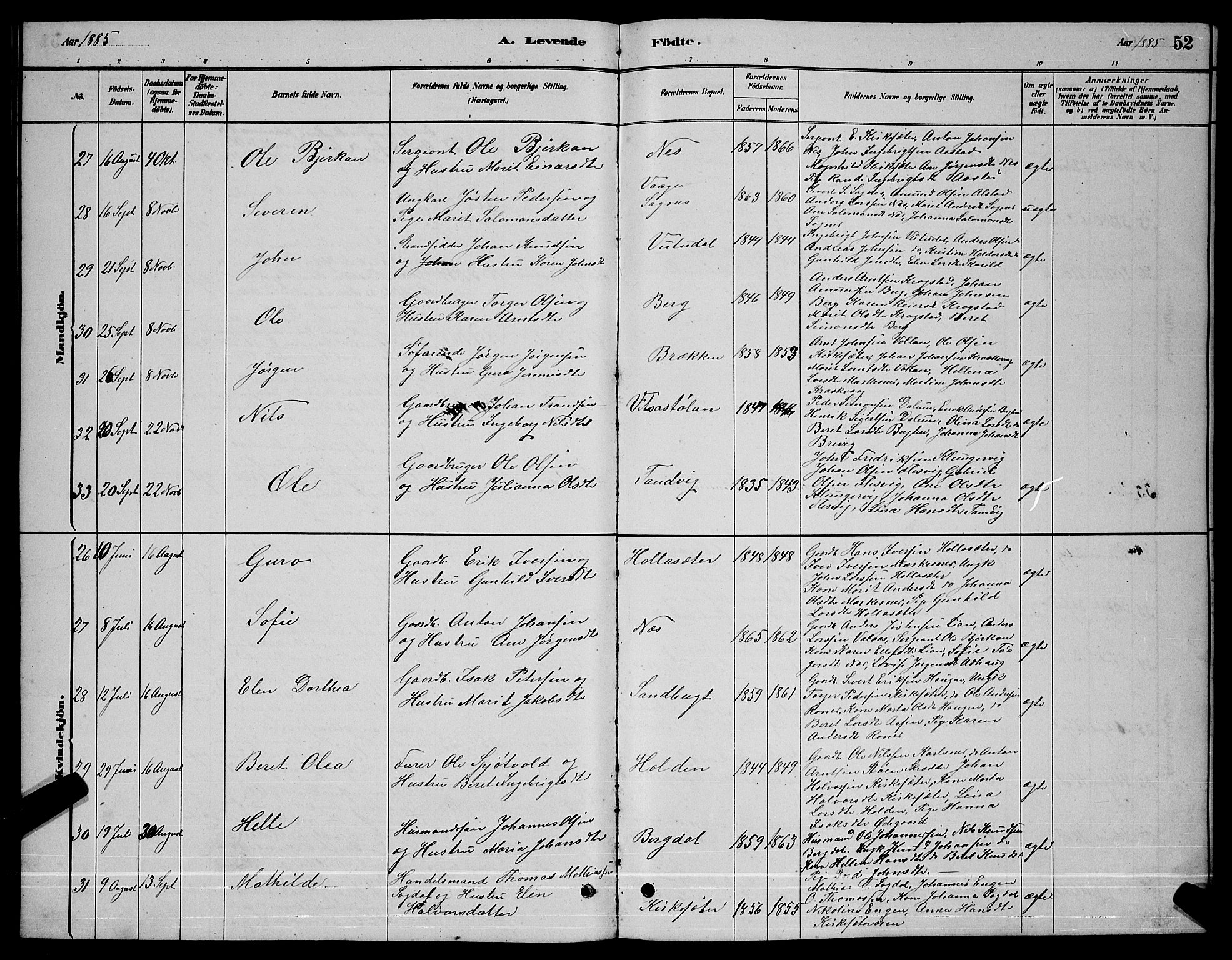 Ministerialprotokoller, klokkerbøker og fødselsregistre - Sør-Trøndelag, AV/SAT-A-1456/630/L0504: Parish register (copy) no. 630C02, 1879-1898, p. 52