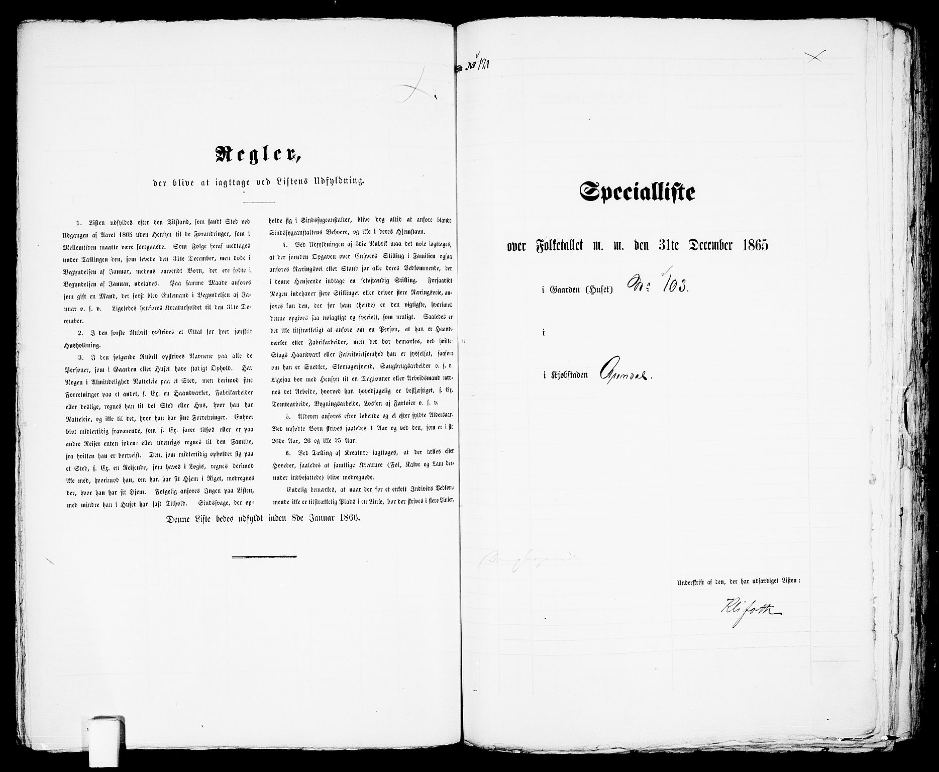 RA, 1865 census for Arendal, 1865, p. 247