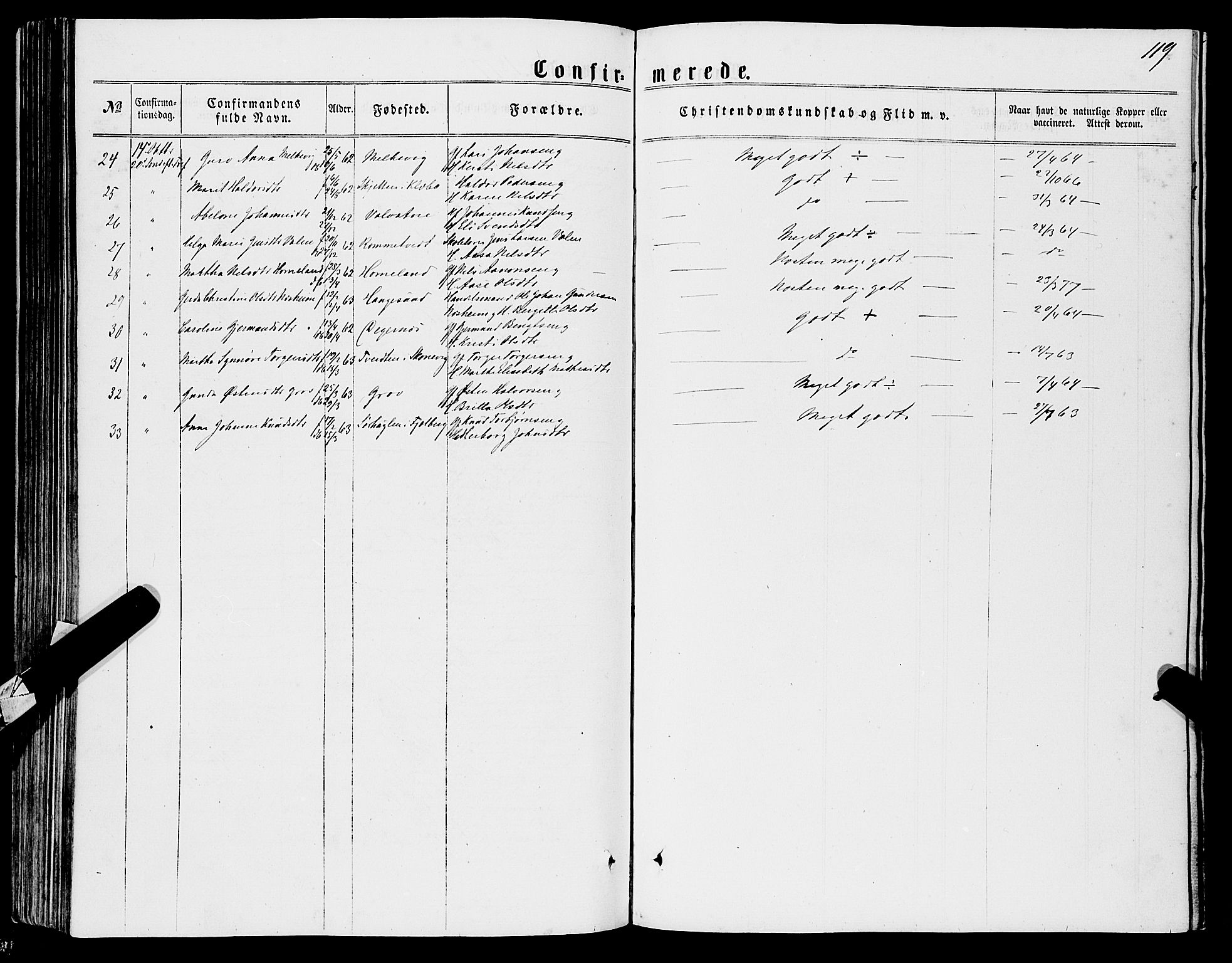 Stord sokneprestembete, AV/SAB-A-78201/H/Haa: Parish register (official) no. B 1, 1862-1877, p. 119